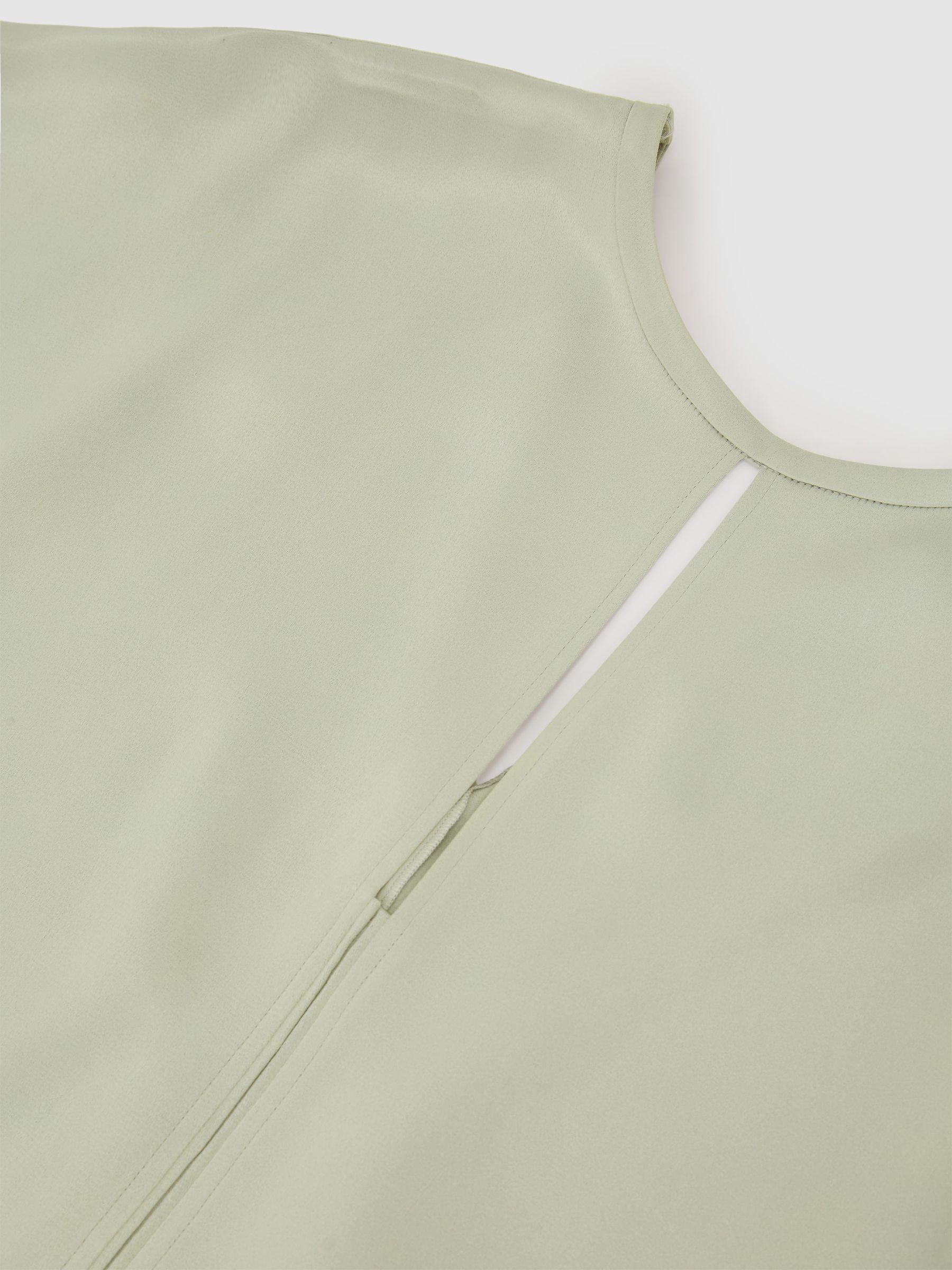 Satin Cape-Detail Mini Dress in Silver - Image 7 of 7