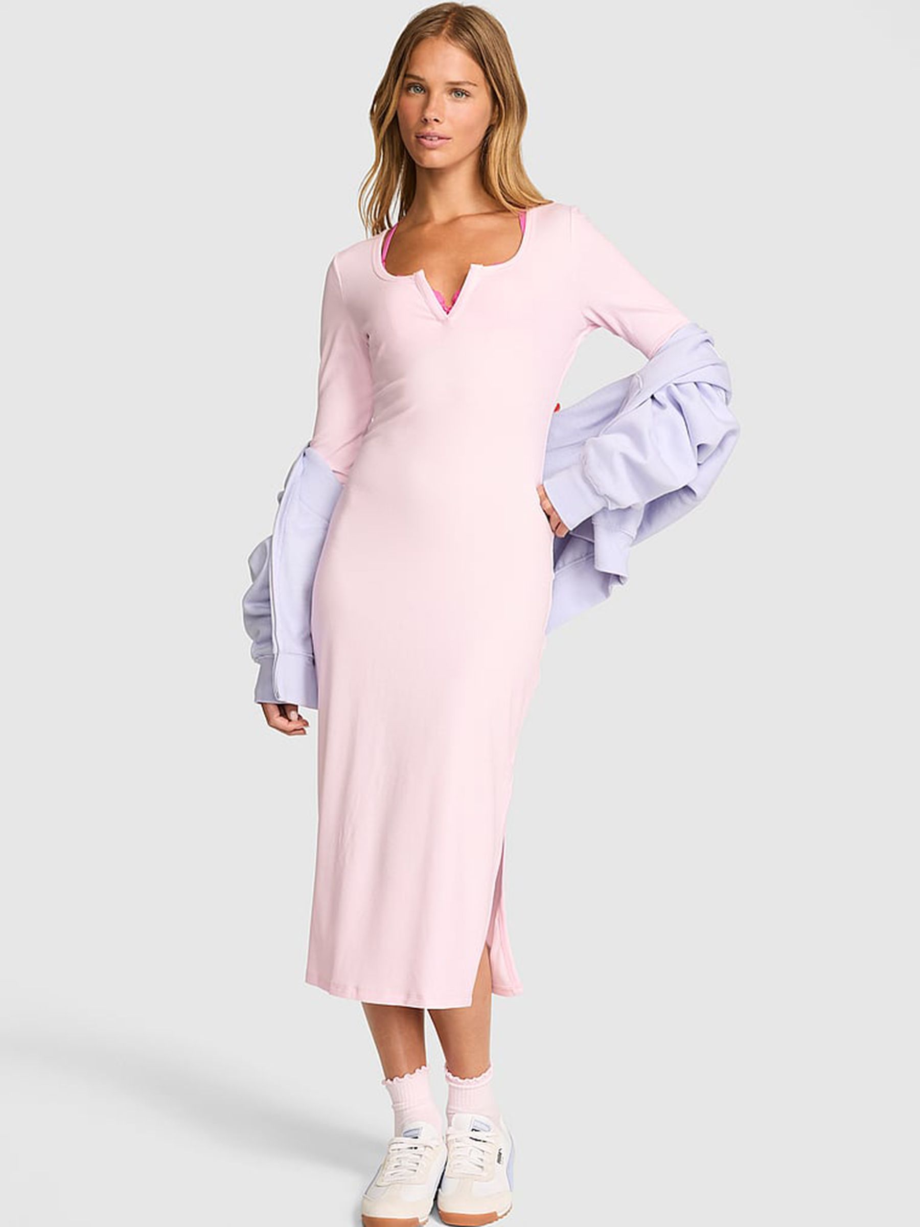 Pink Tulip Ribbed Midi Dress - Image 1 of 3 Pink Tulip Ribbed Midi Dress - Image 1 of 3