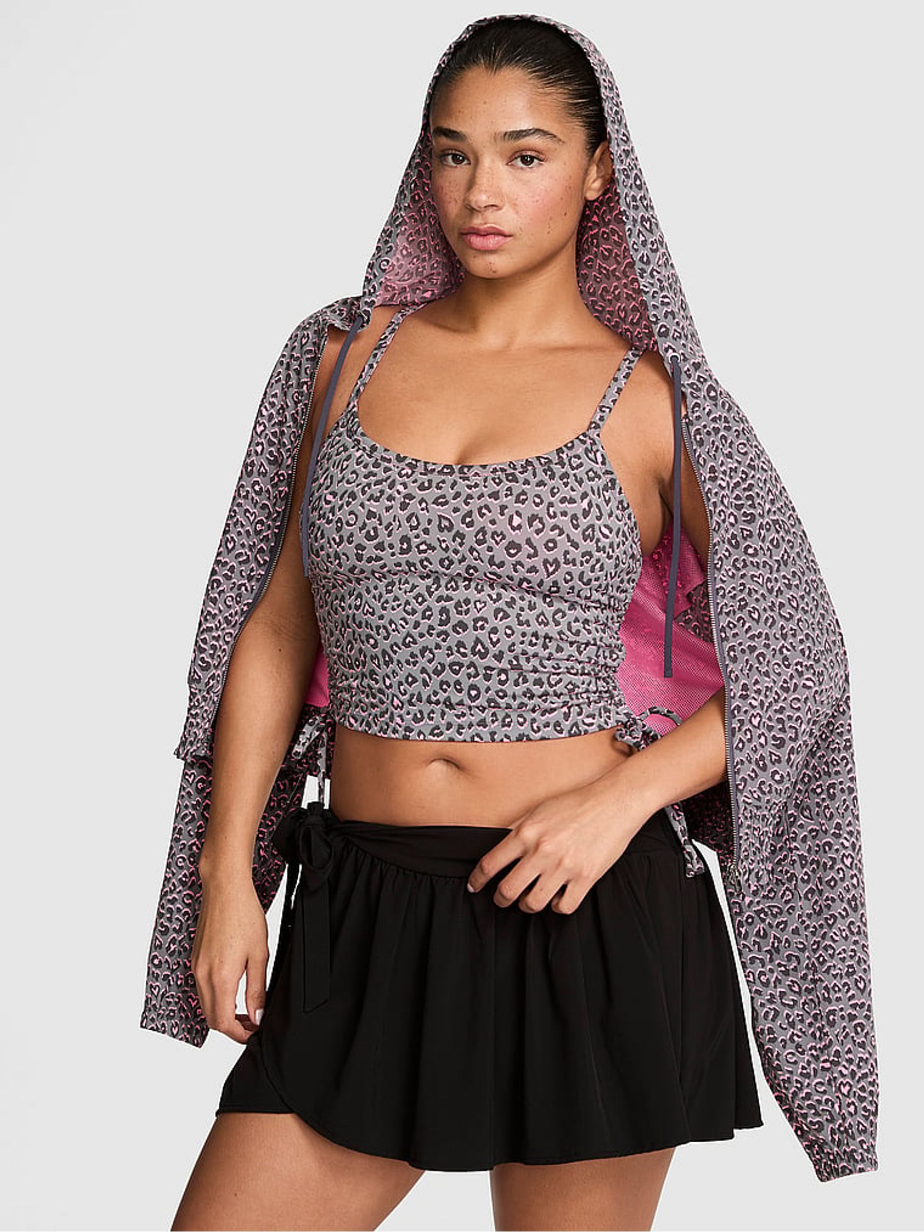 Twilight Grey Leopard Relay Side Tie Sports Tank - Image 1 of 2