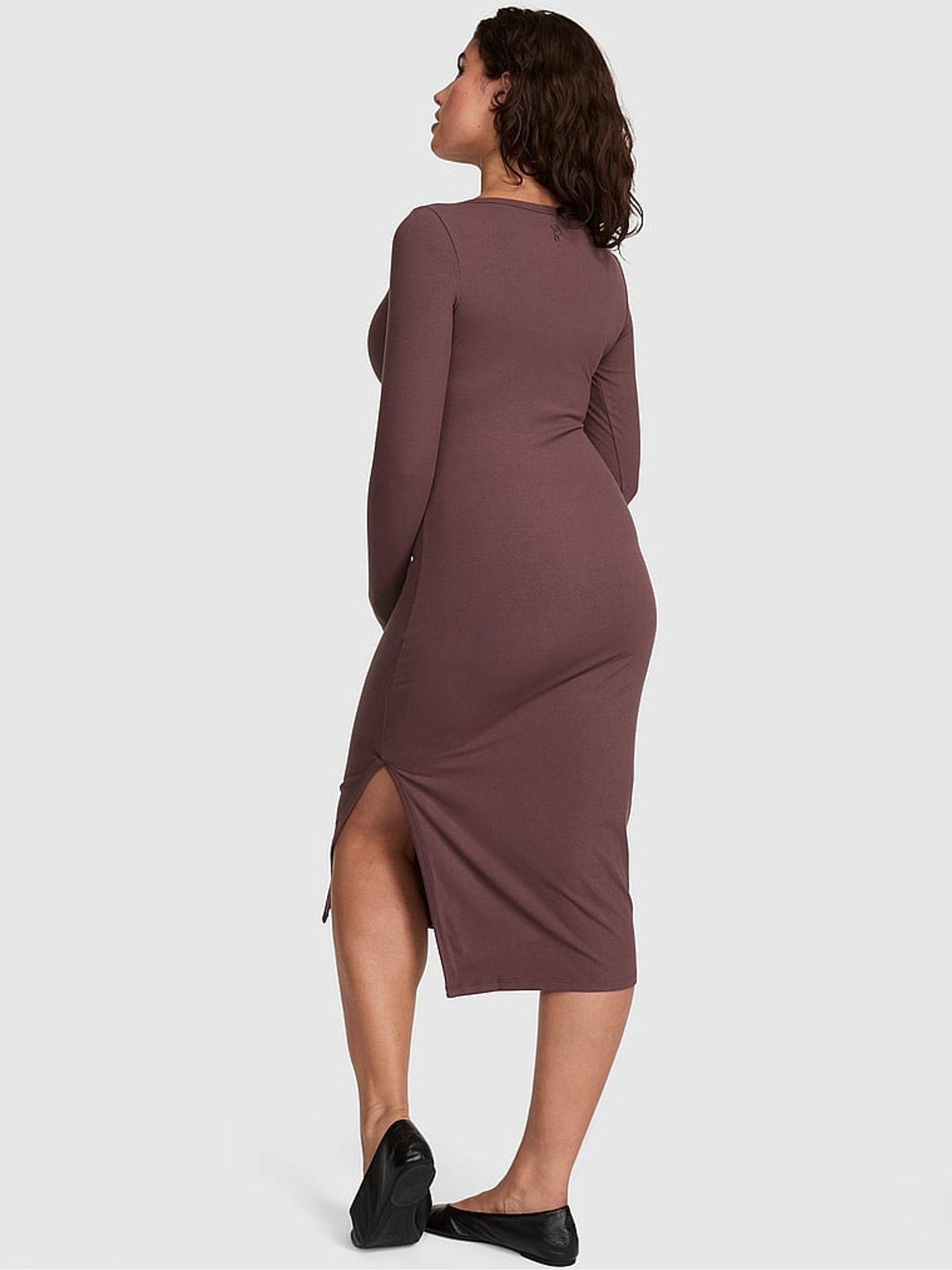 Coco Crush Brown Ribbed Midi Dress - Image 2 of 2