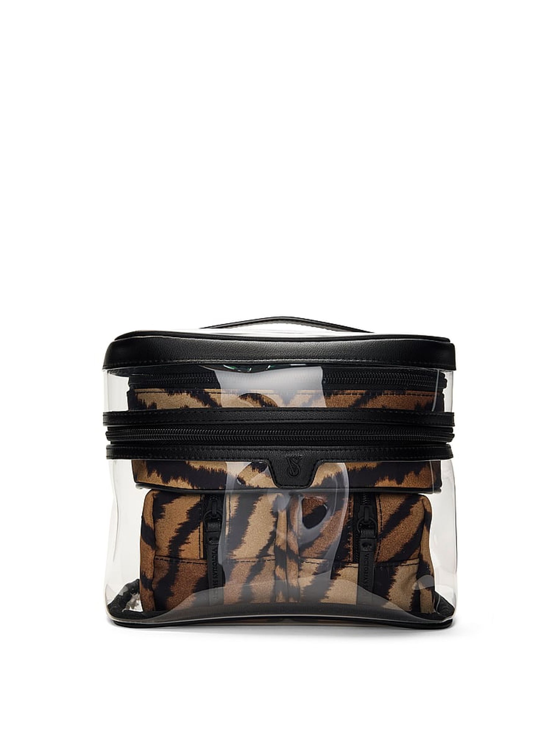 Brown Tiger Stripe Makeup Bag 4 Piece - Image 1 of 3