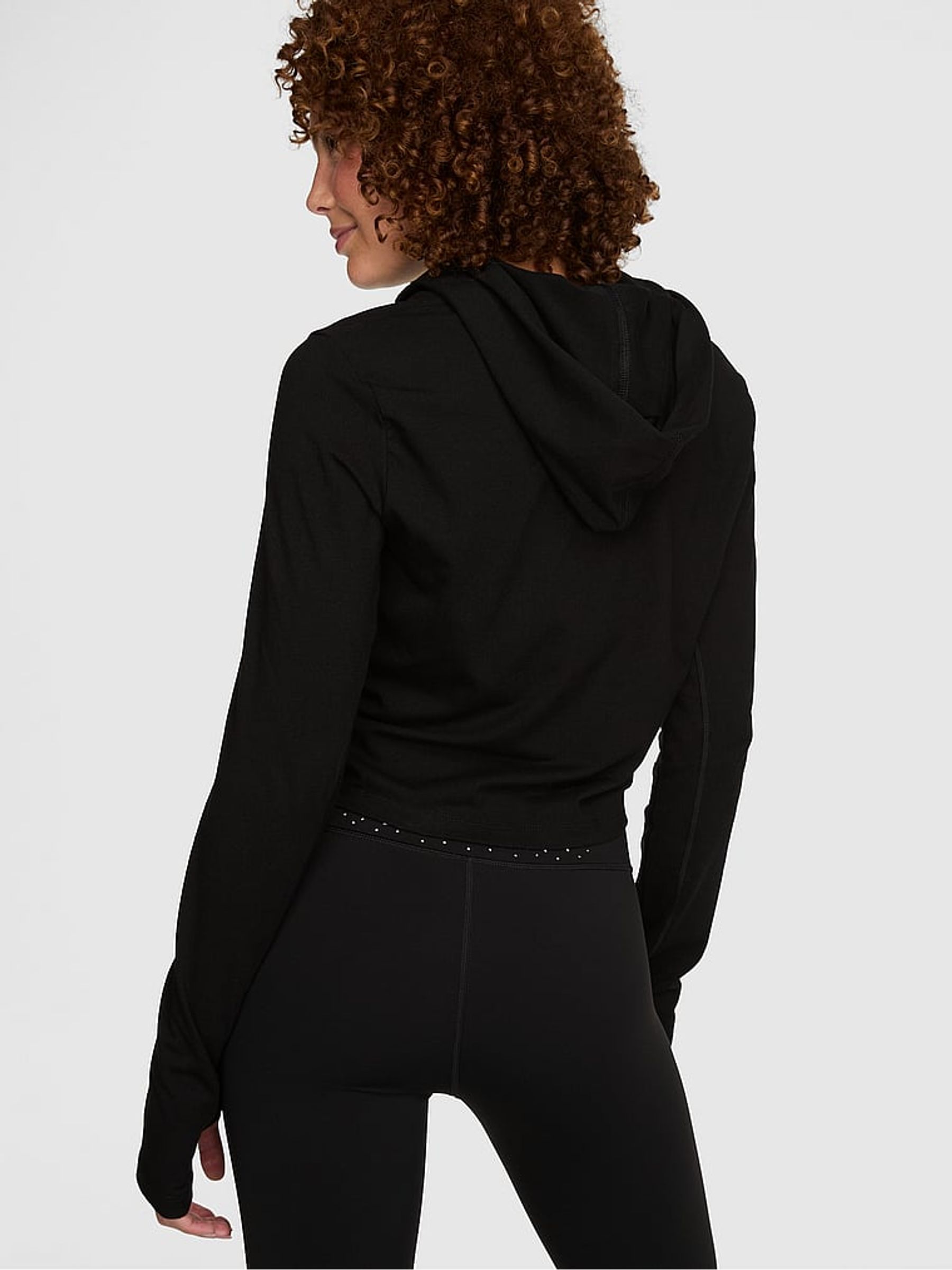 Black Shine Cropped Hoodie - Image 2 of 2 Black Shine Cropped Hoodie - Image 2 of 2