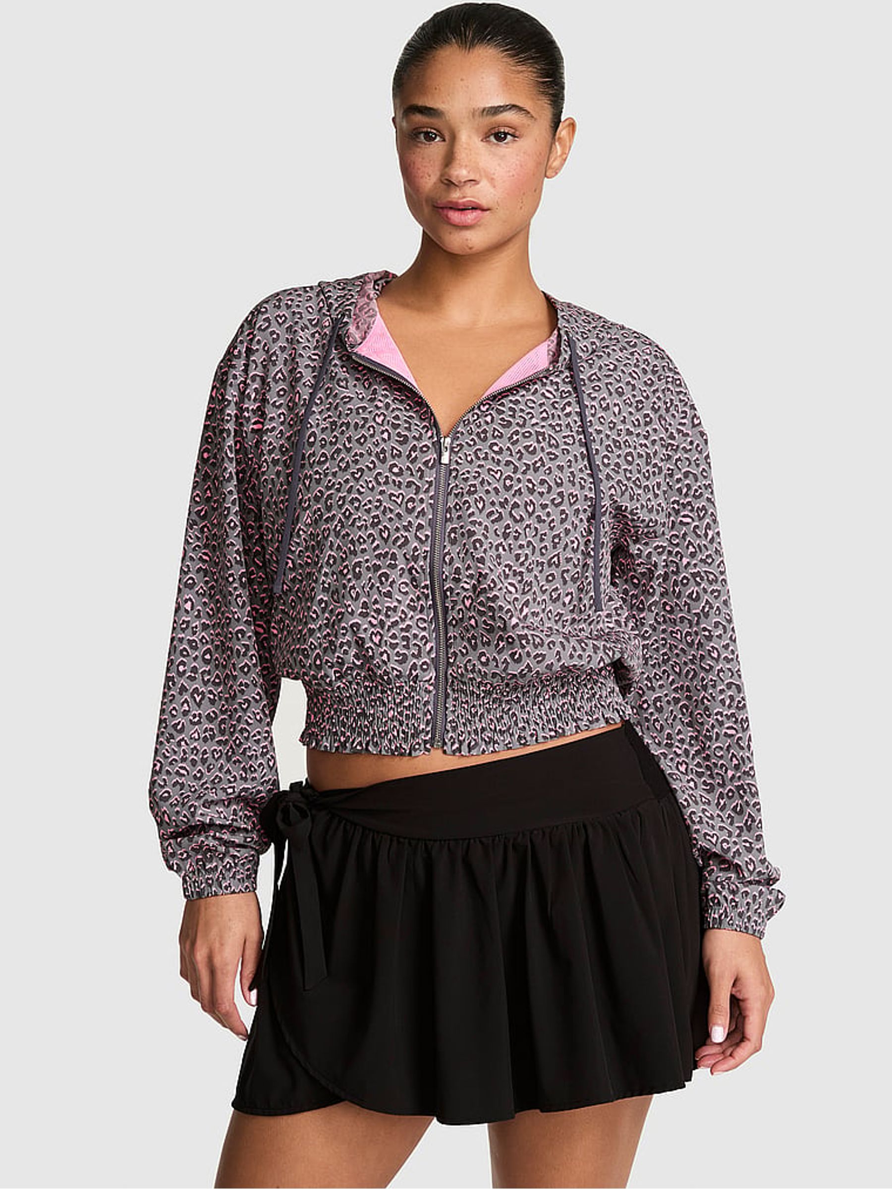 Twilight Grey Leopard Woven Hooded Jacket - Image 1 of 2 Twilight Grey Leopard Woven Hooded Jacket - Image 1 of 2