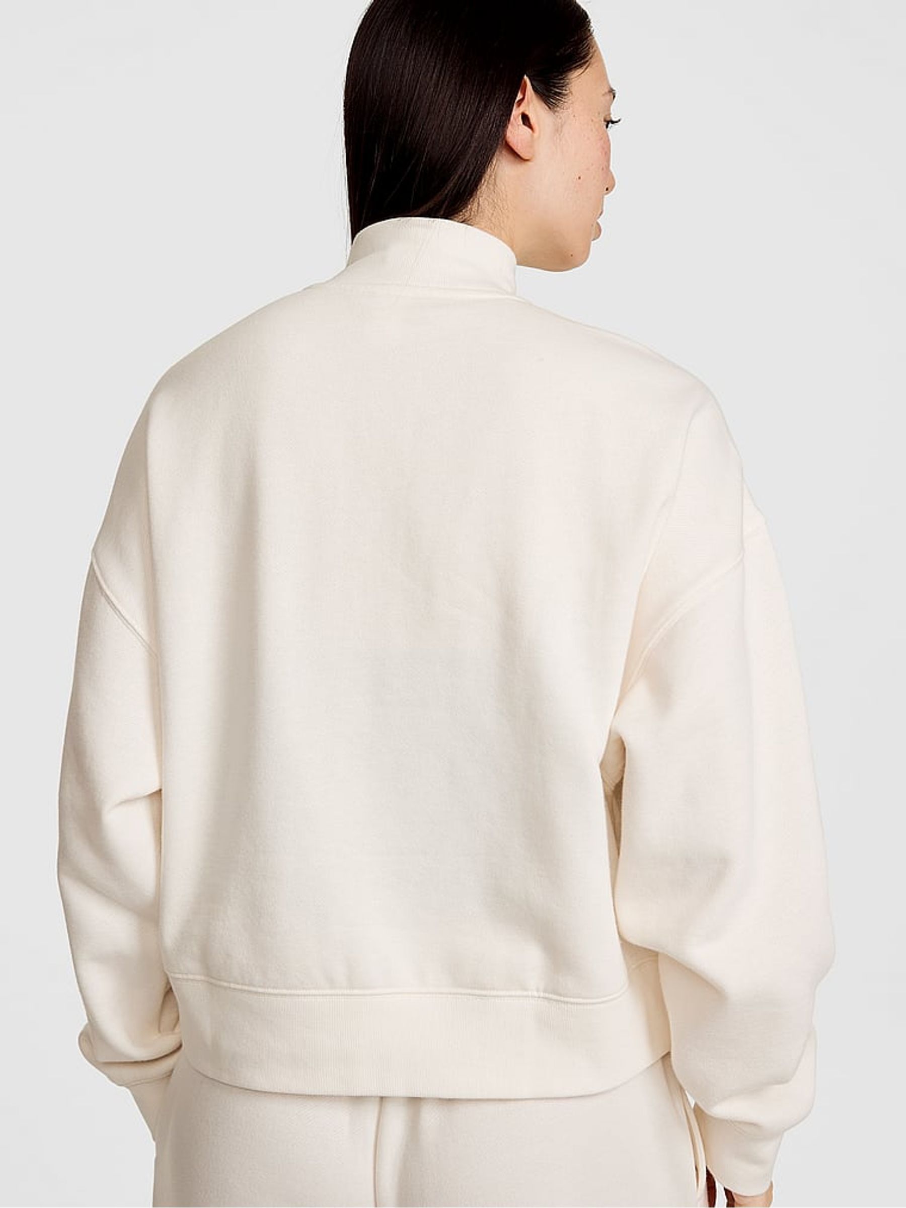 Cozy White Snap Front Sweatshirt - Image 2 of 2 Cozy White Snap Front Sweatshirt - Image 2 of 2