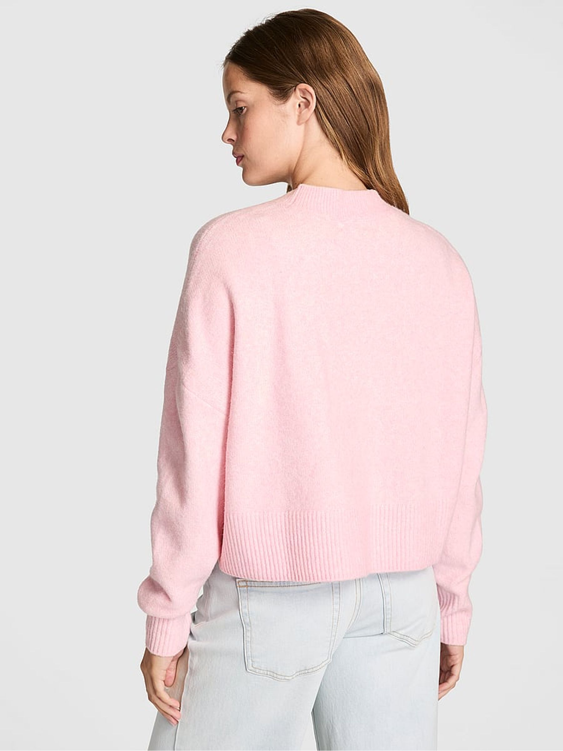 Coconut Pink Cropped V-Neck Cardigan - Image 2 of 2 Coconut Pink Cropped V-Neck Cardigan - Image 2 of 2