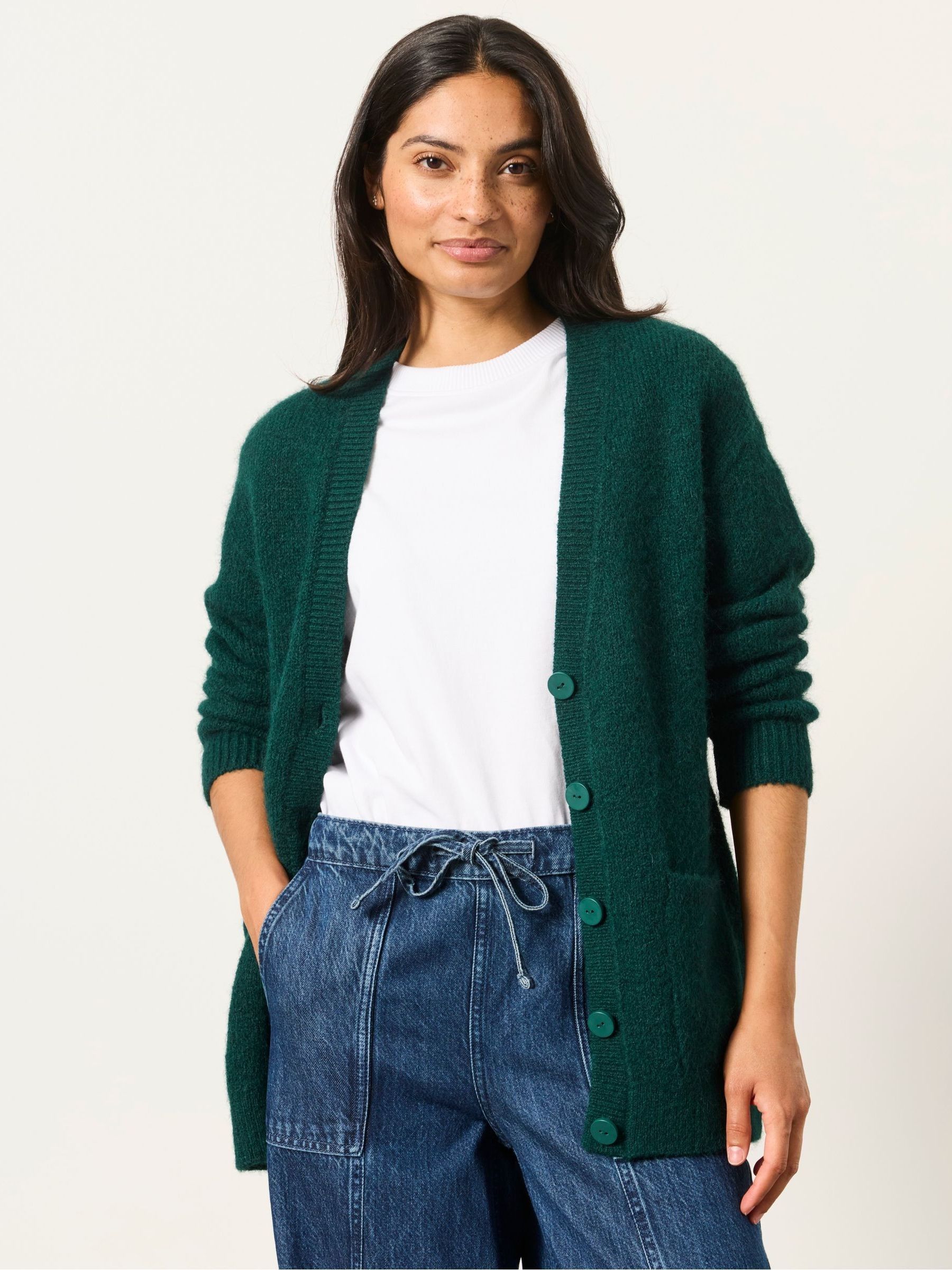 Lou Jade Green Longline Knitted Cardigan - Image 1 of 5