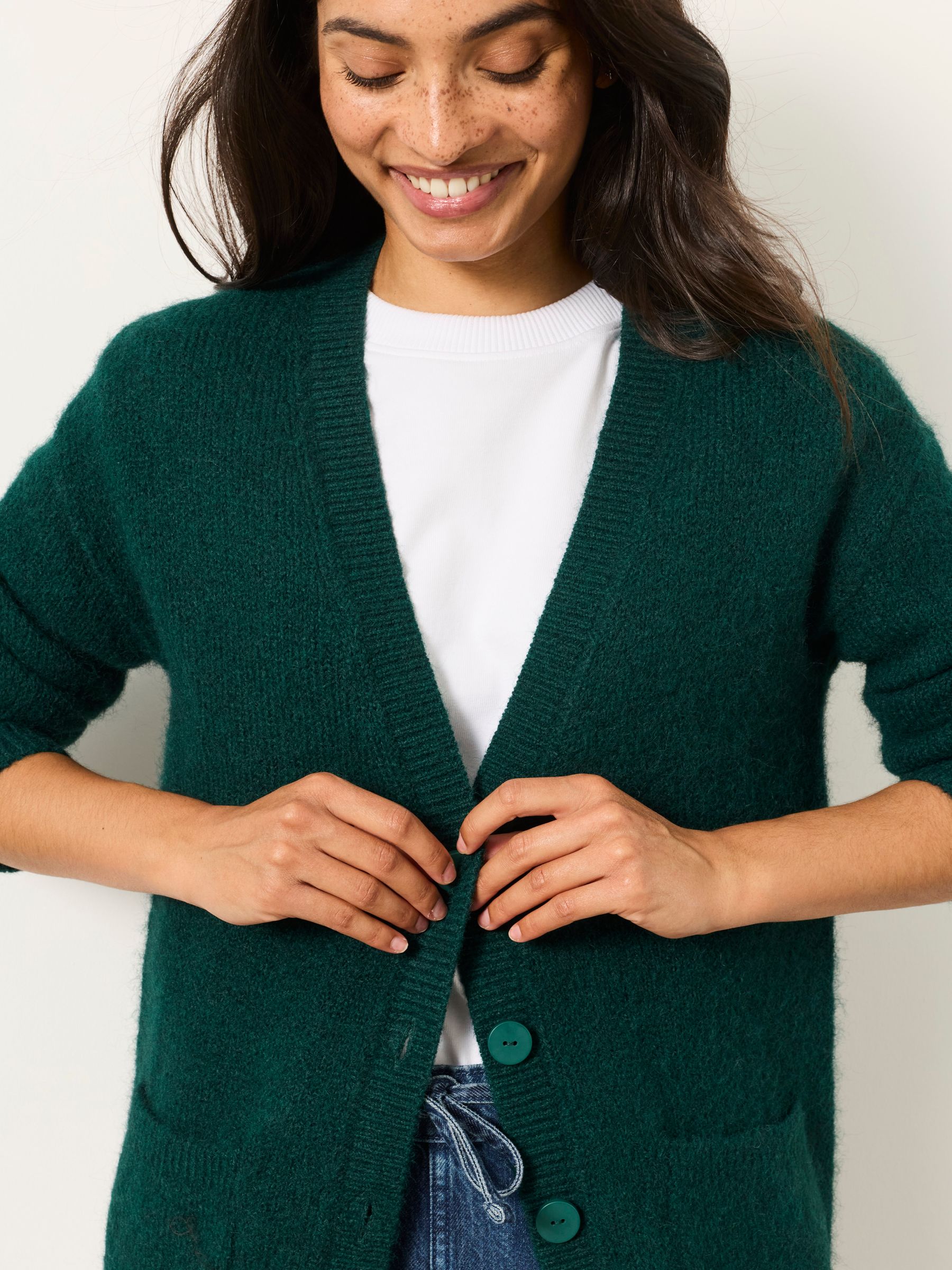 Lou Jade Green Longline Knitted Cardigan - Image 3 of 5