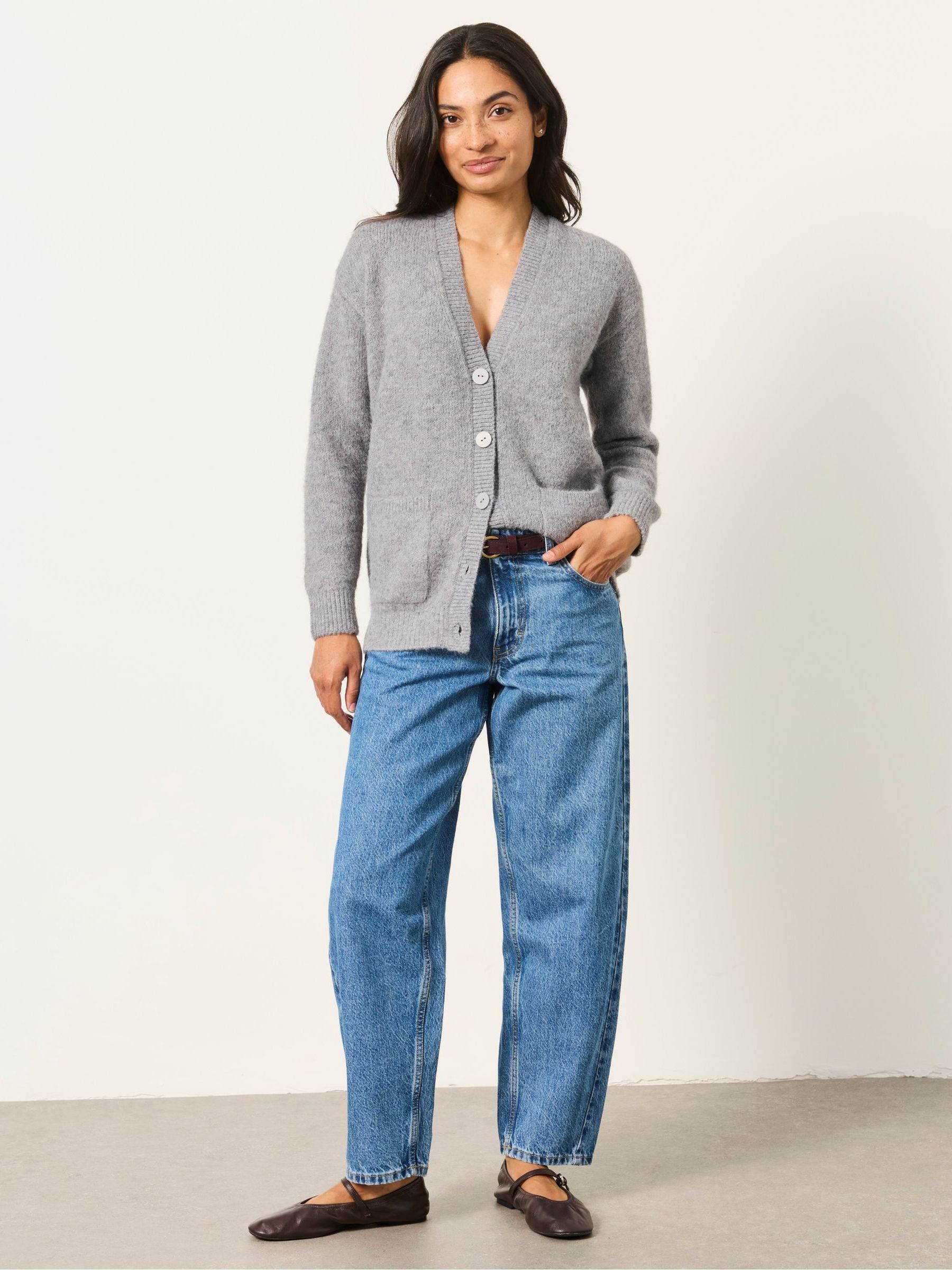 Lou Mid Grey Longline Knitted Cardigan - Image 4 of 6