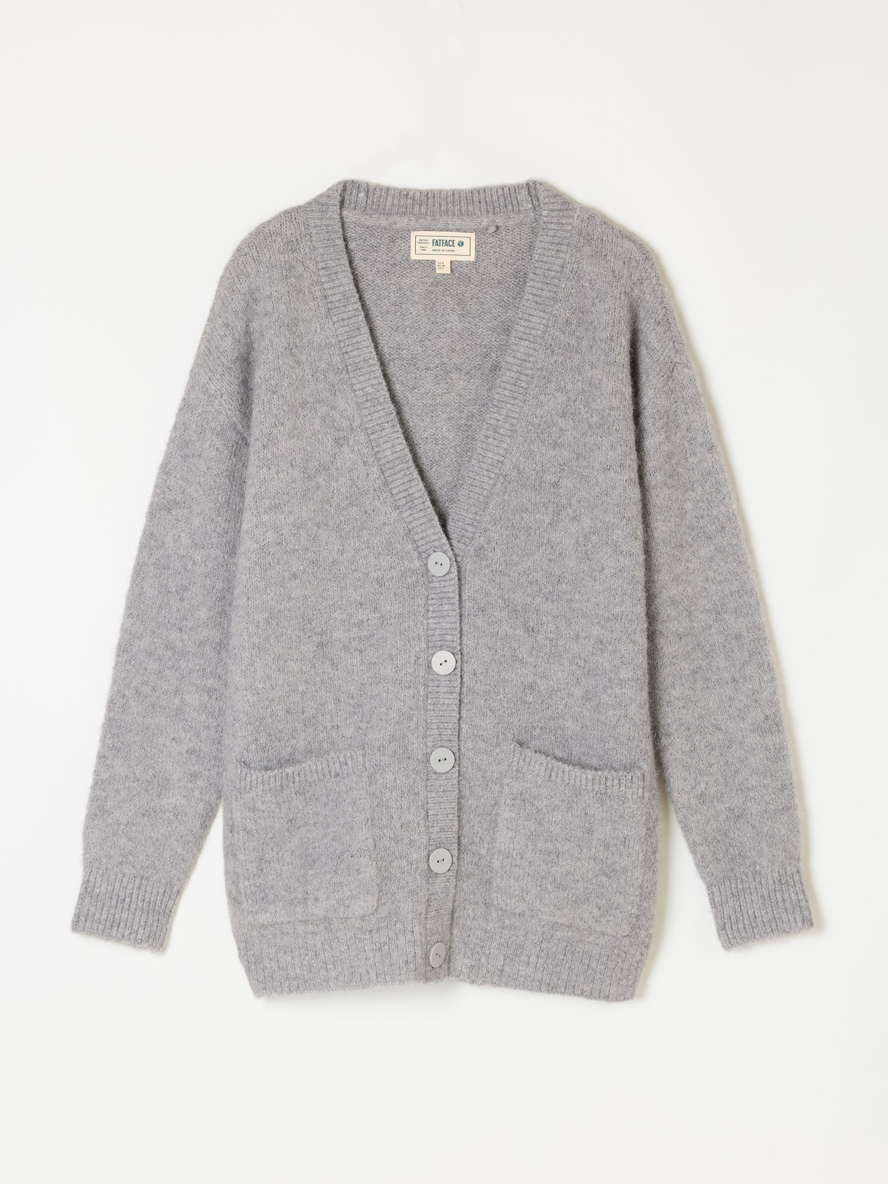 Lou Mid Grey Longline Knitted Cardigan - Image 6 of 6