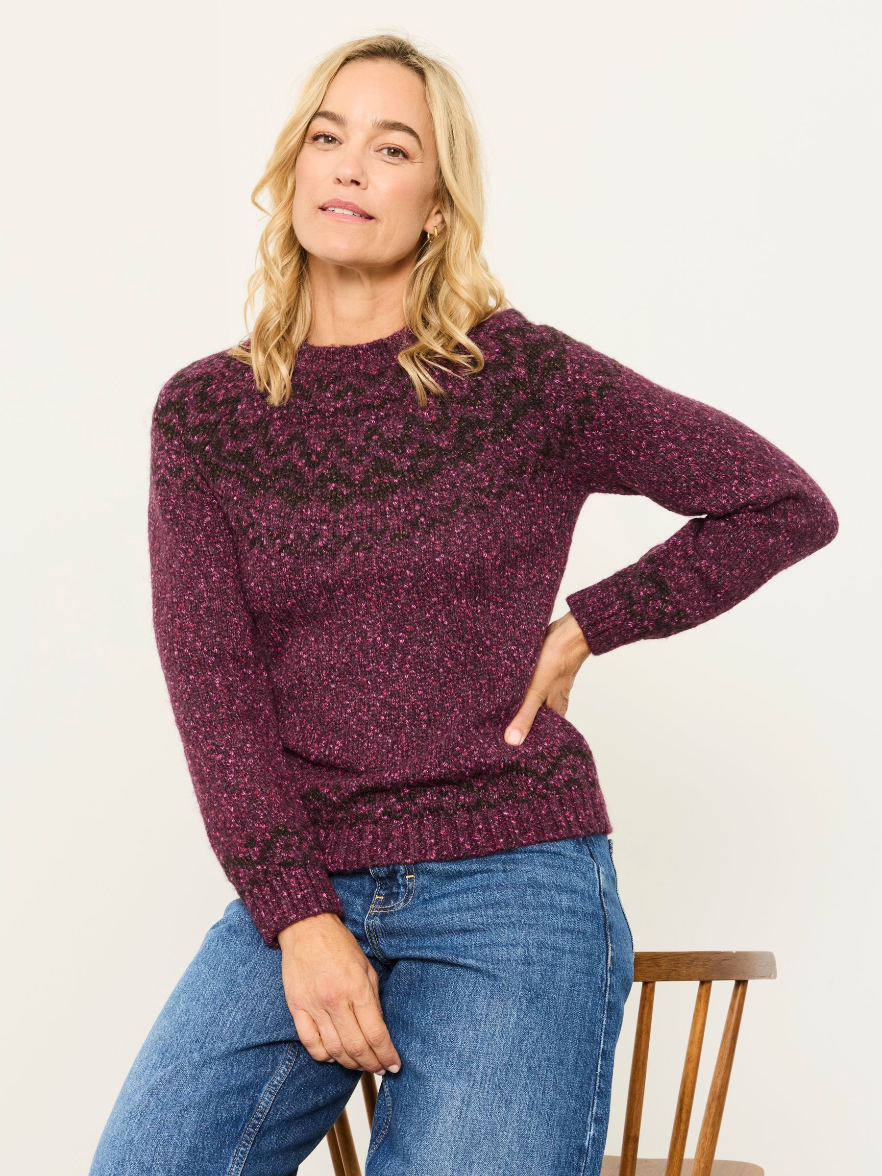 Mabel Purple Fairisle Knitted Crew Jumper - Image 3 of 5