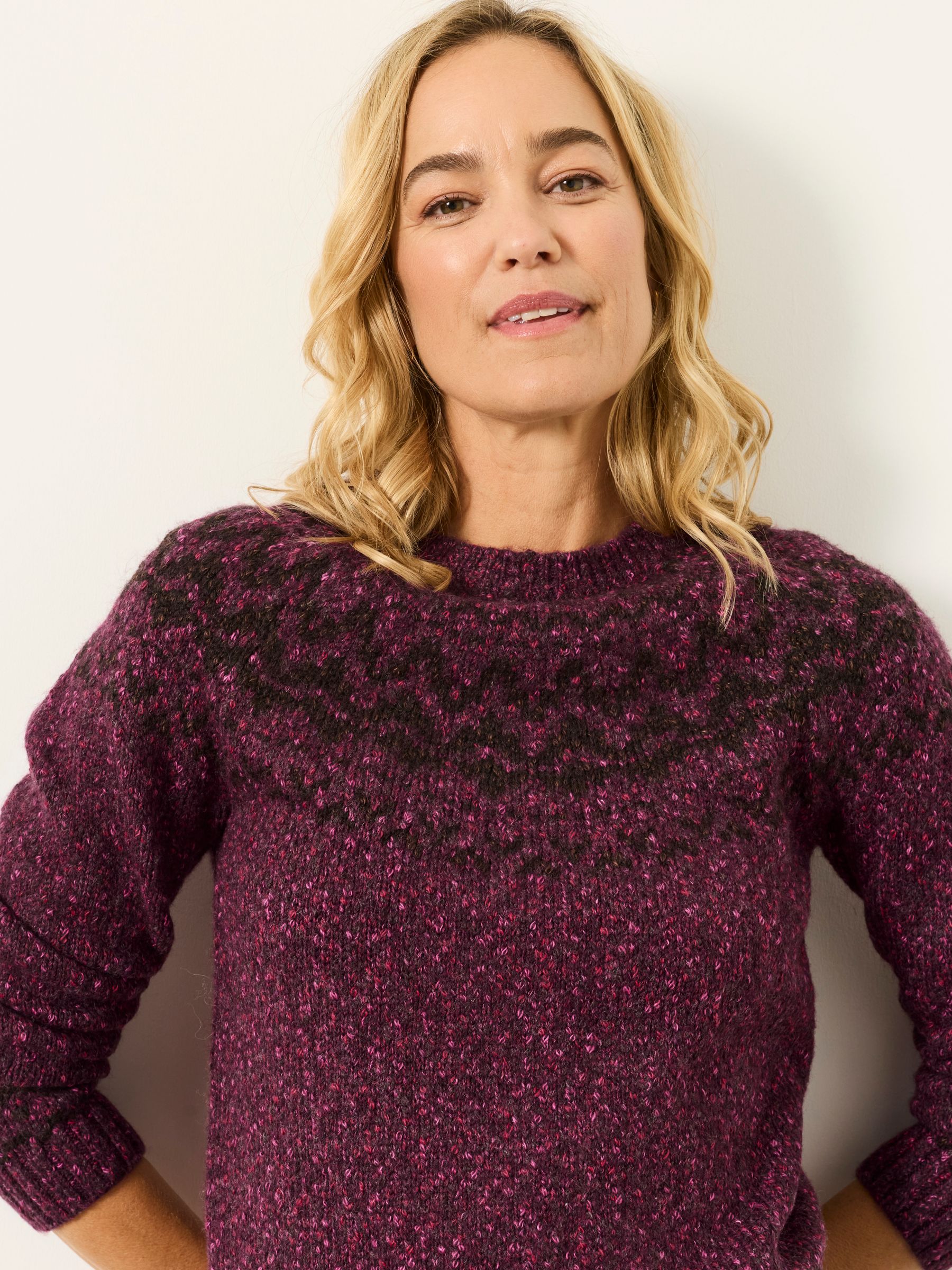Mabel Purple Fairisle Knitted Crew Jumper - Image 4 of 5