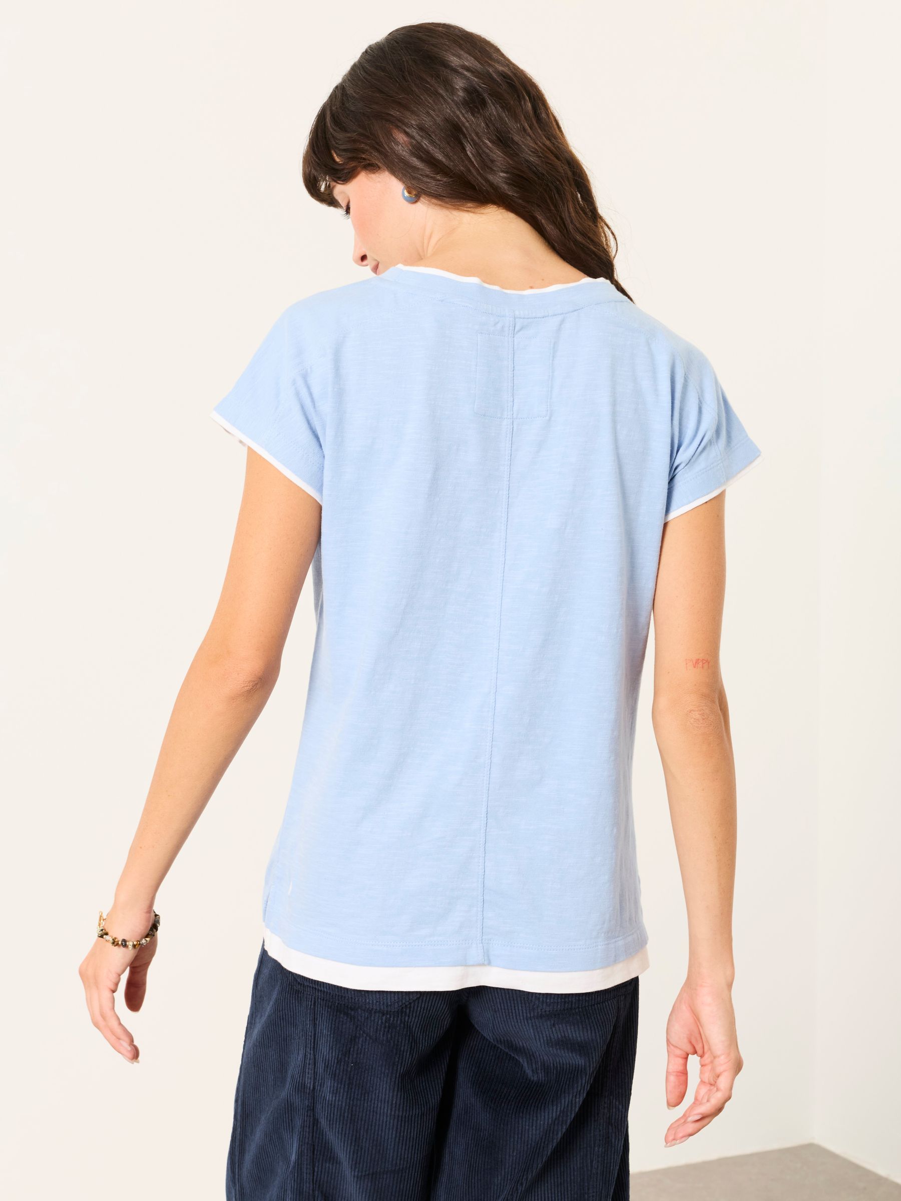 Molly Pale Blue Mock Layer Short Sleeve T-Shirt - Image 2 of 5