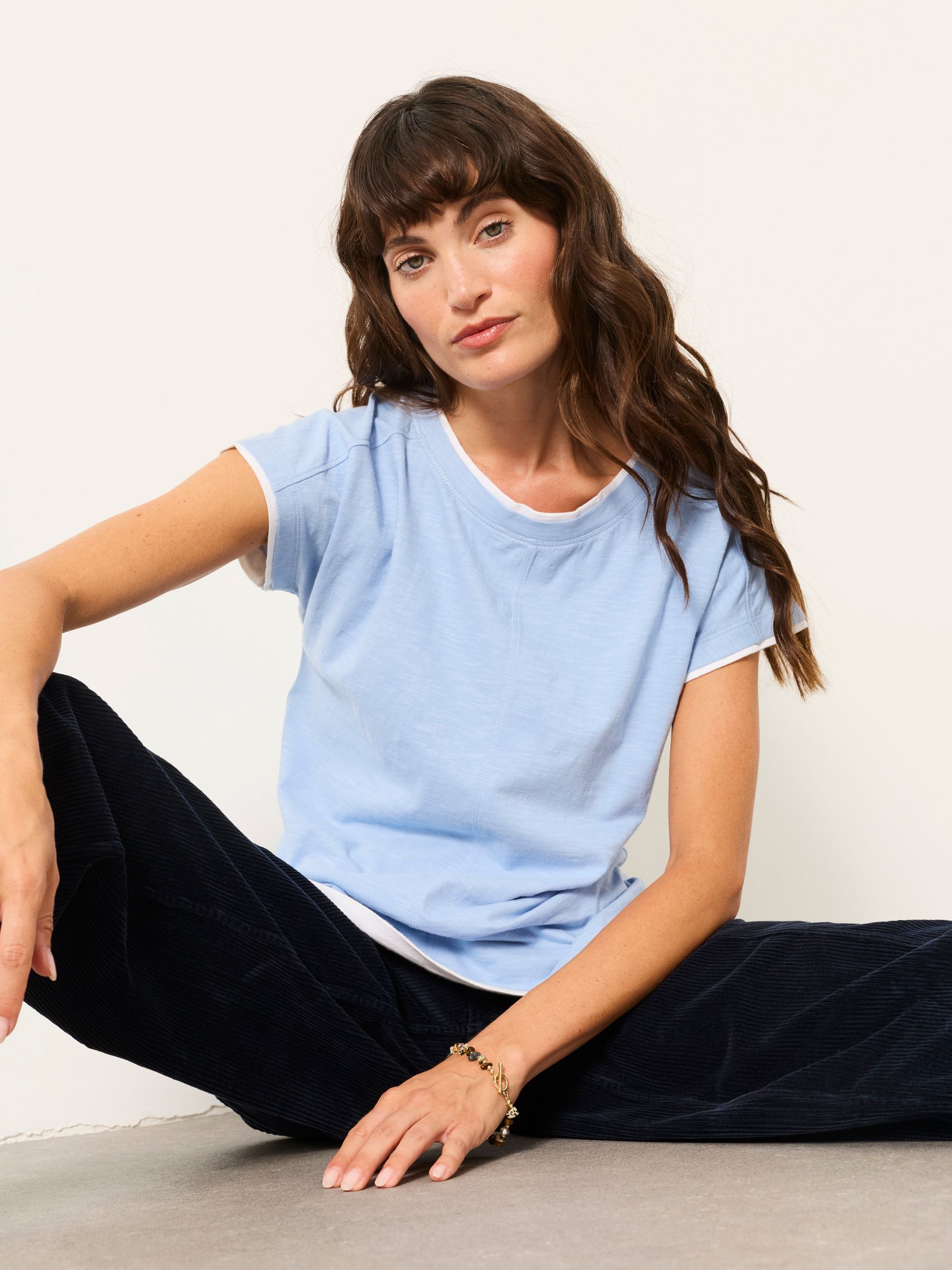 Molly Pale Blue Mock Layer Short Sleeve T-Shirt - Image 3 of 5
