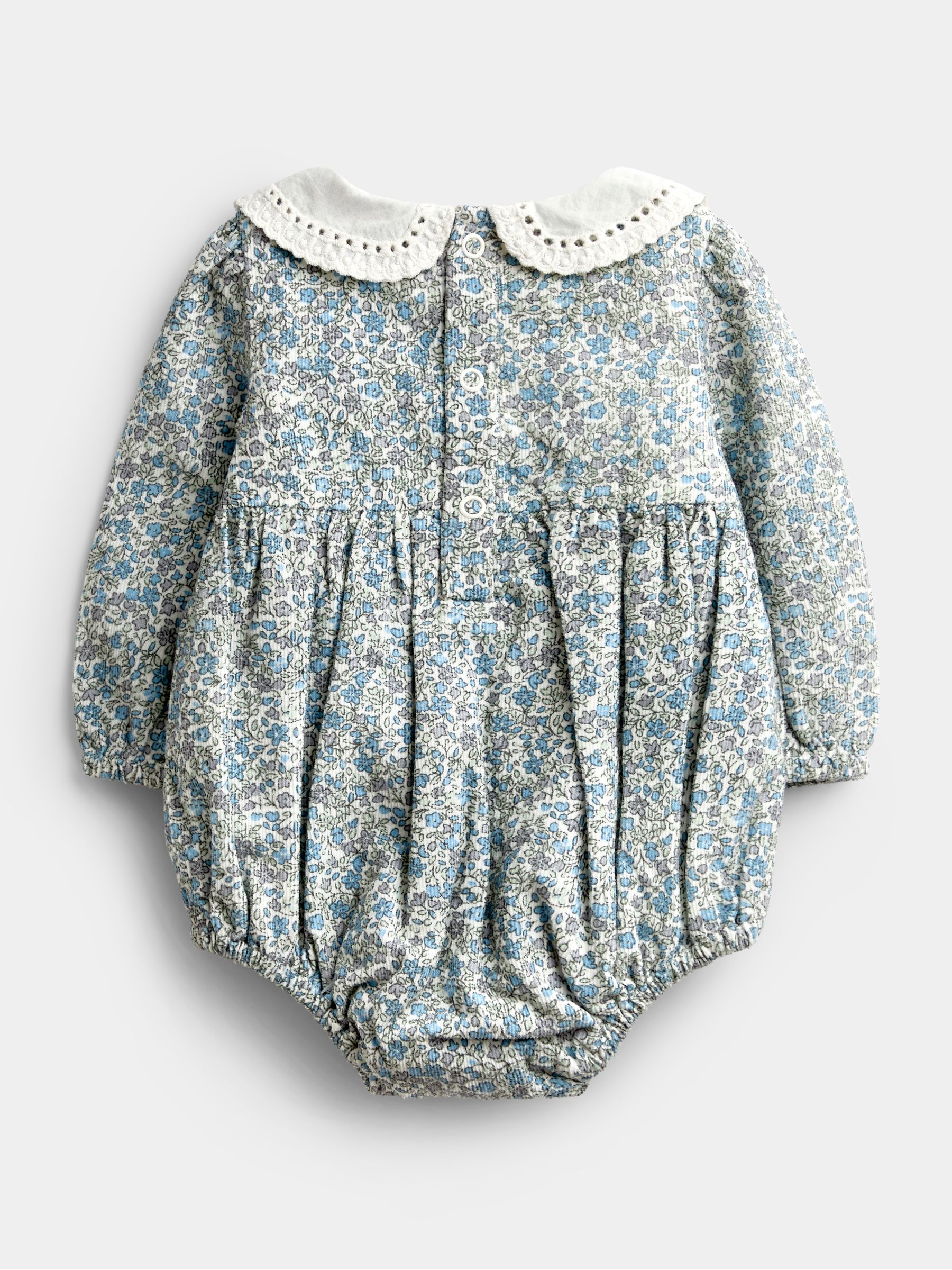 Blue Floral 2-Piece Bubble Romper & Tights Set - Image 3 of 6