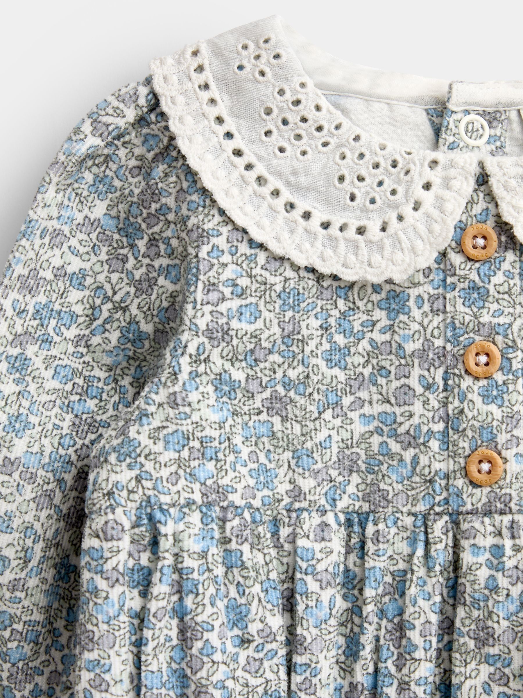 Blue Floral 2-Piece Bubble Romper & Tights Set - Image 6 of 6 Blue Floral 2-Piece Bubble Romper & Tights Set - Image 6 of 6