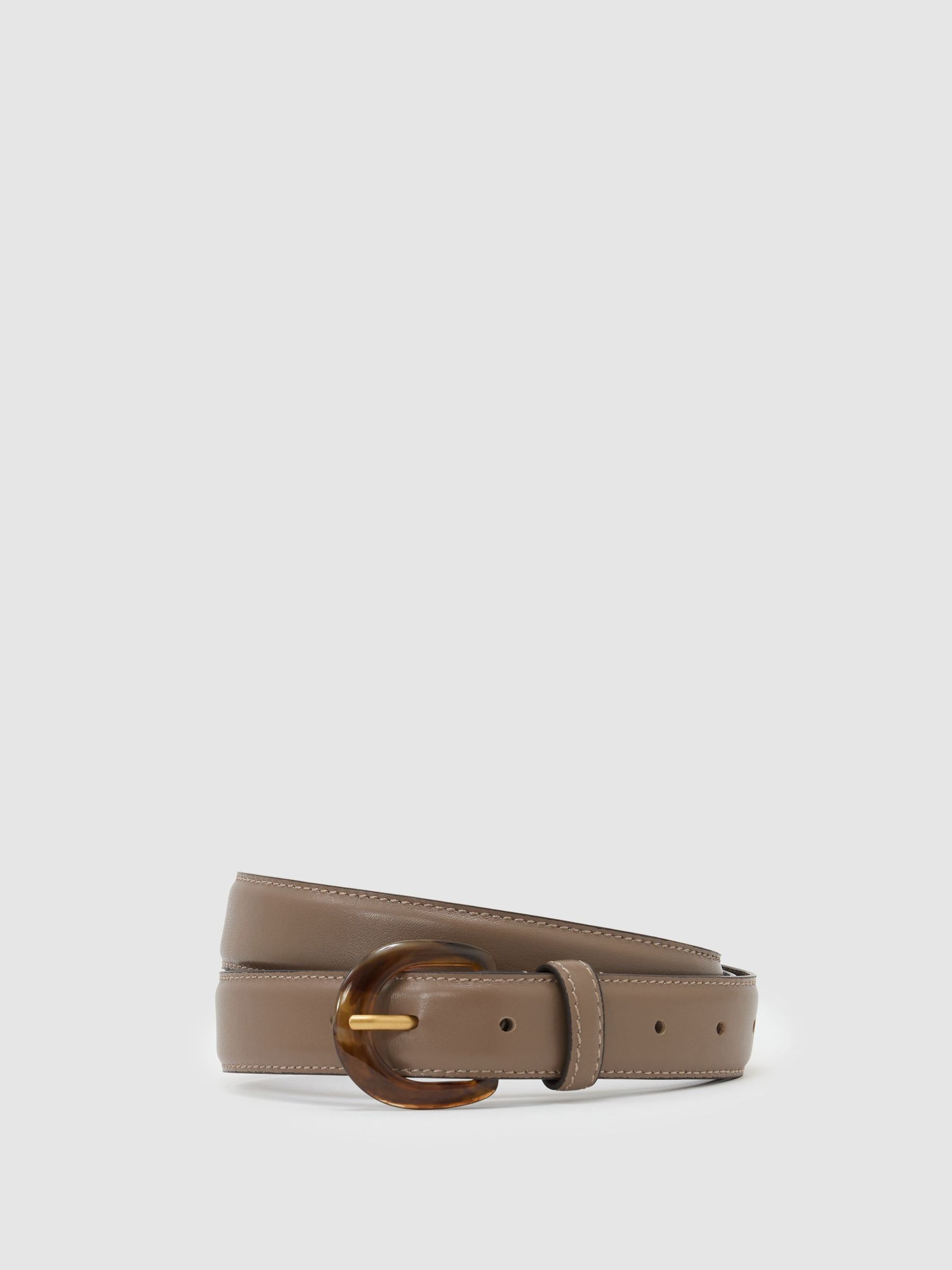 Leather Resin-Buckle Belt in Taupe - Image 2 of 4