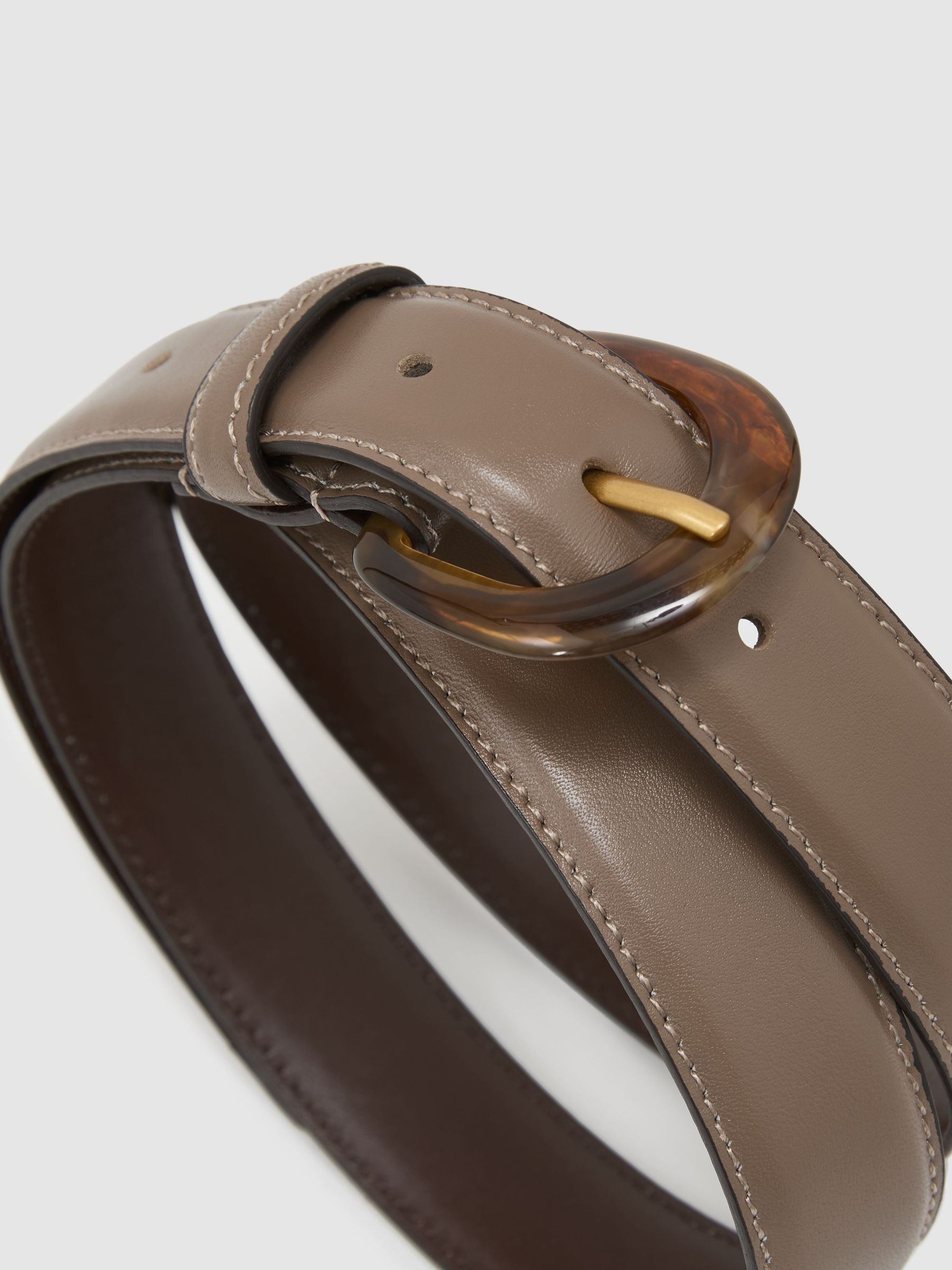 Leather Resin-Buckle Belt in Taupe - Image 3 of 4