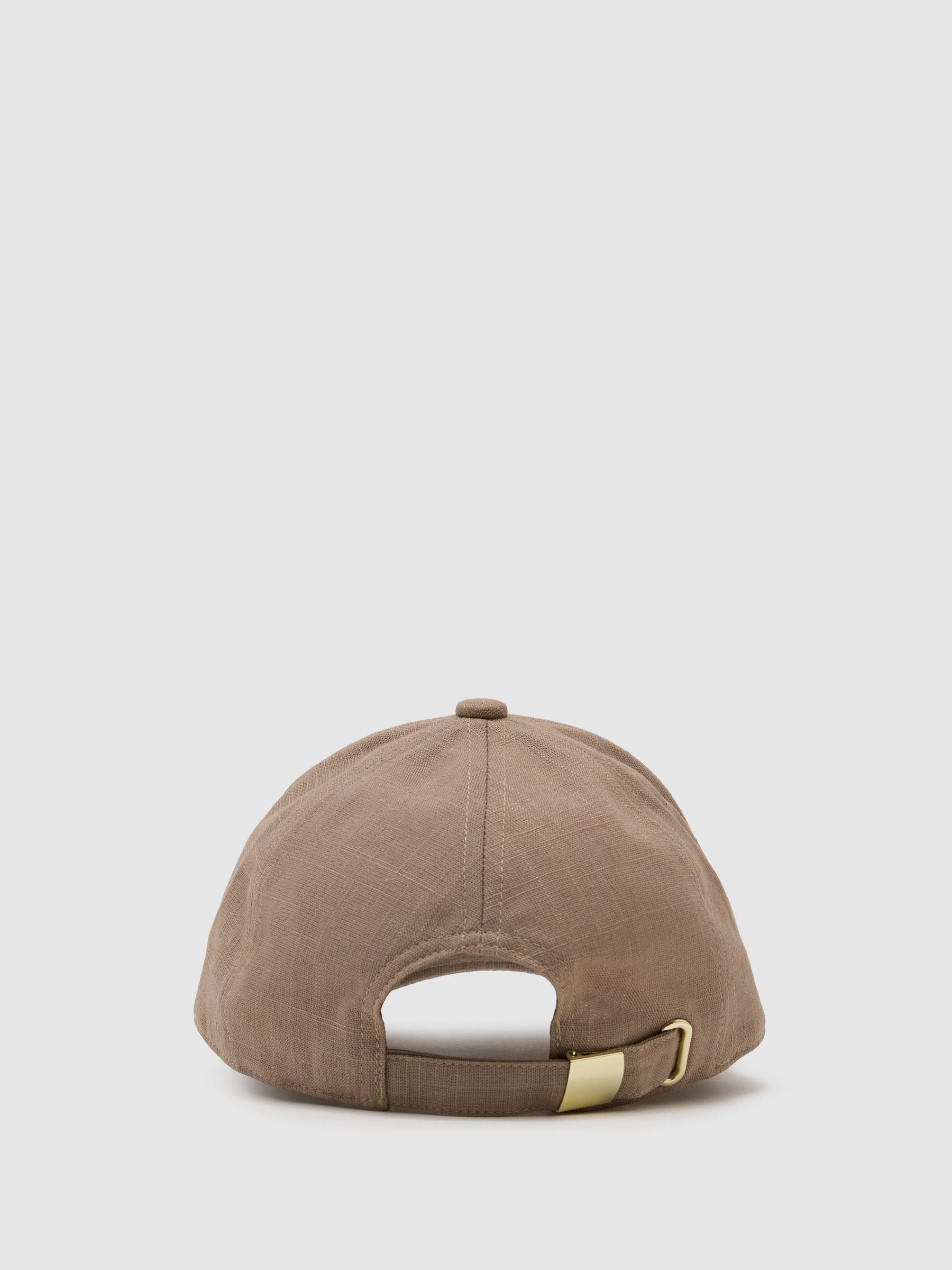 Woven Baseball Cap with Linen in Taupe - Image 4 of 5