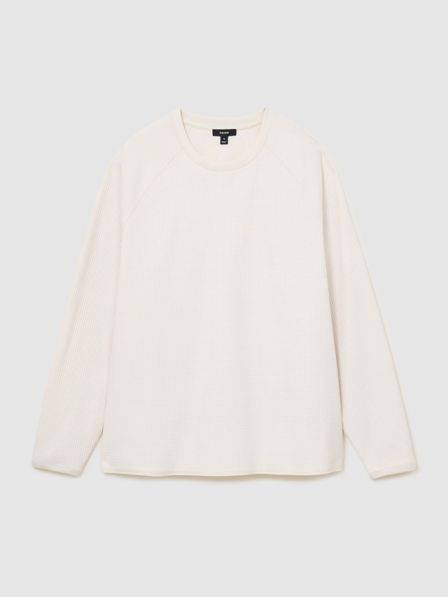 Waffle Crew-Neck Sweatshirt in Off White - Image 2 of 6