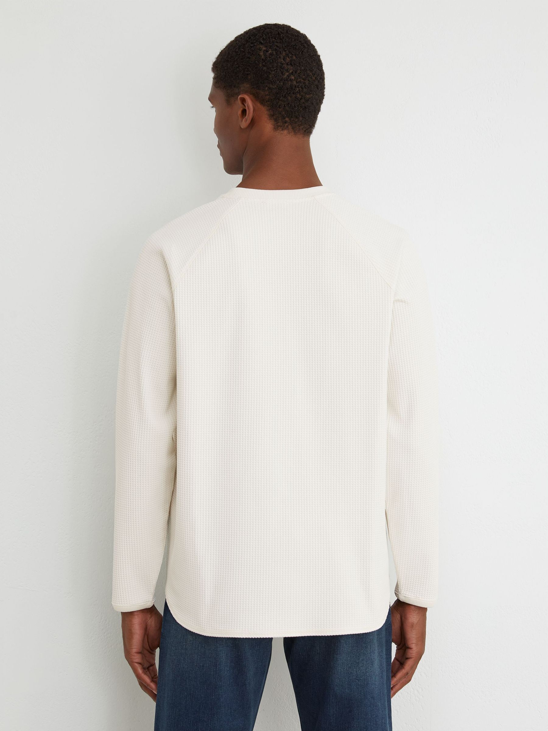 Waffle Crew-Neck Sweatshirt in Off White - Image 5 of 6