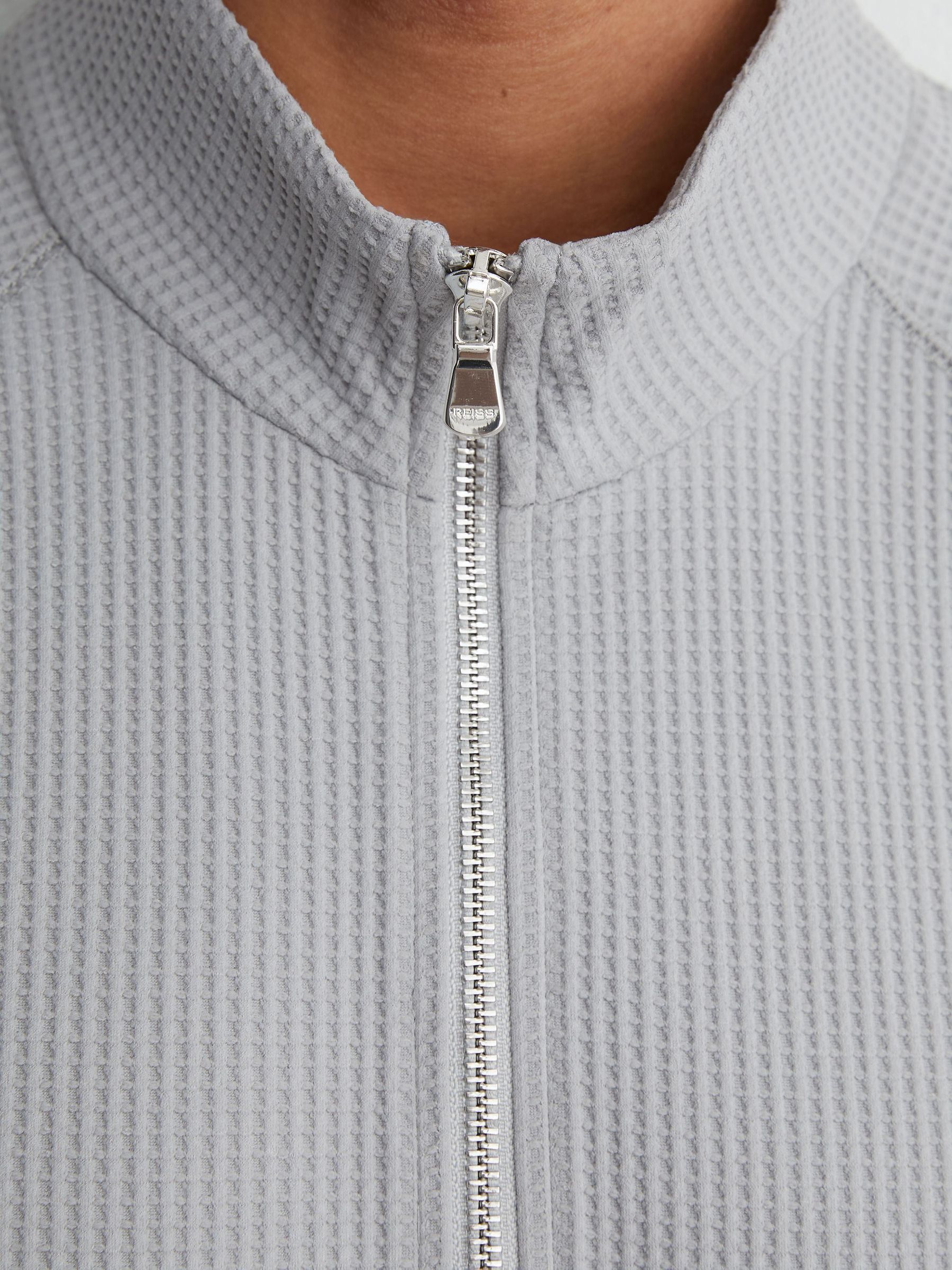 Waffle Half-Zip Funnel-Neck Sweatshirt in Soft Blue - Image 4 of 7