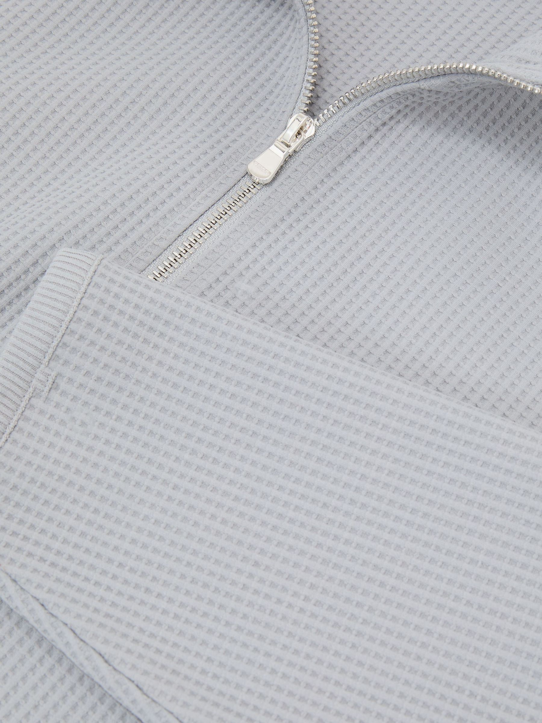 Waffle Half-Zip Funnel-Neck Sweatshirt in Soft Blue - Image 7 of 7