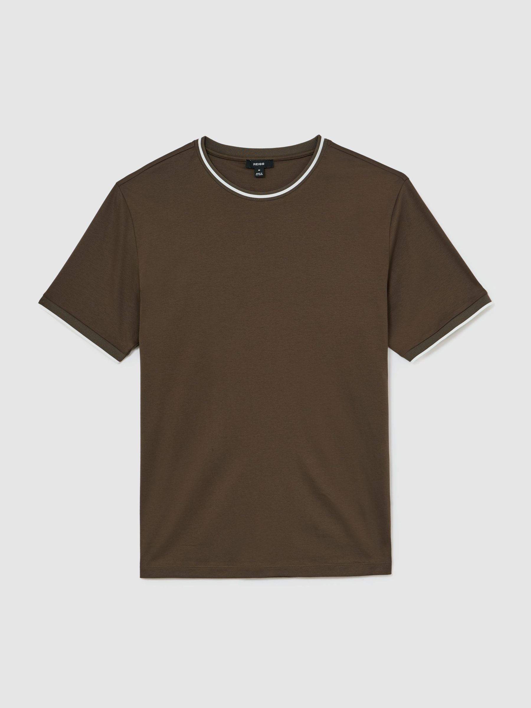 Air-Water Cotton Tipped Tailored-Fit T-Shirt in Taupe Brown - Image 2 of 5