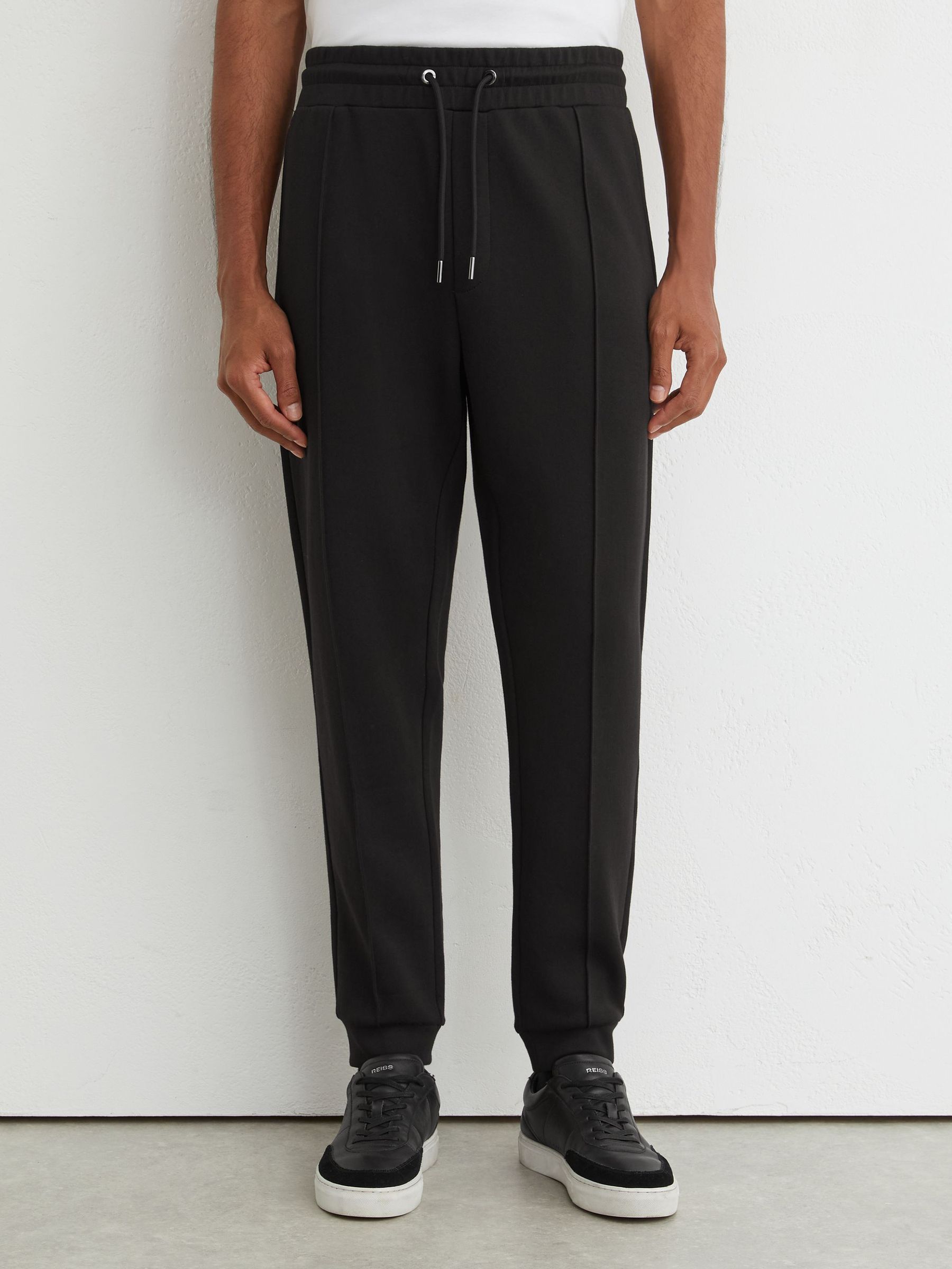 Premium Interlock Cuffed Joggers in Black - Image 3 of 6