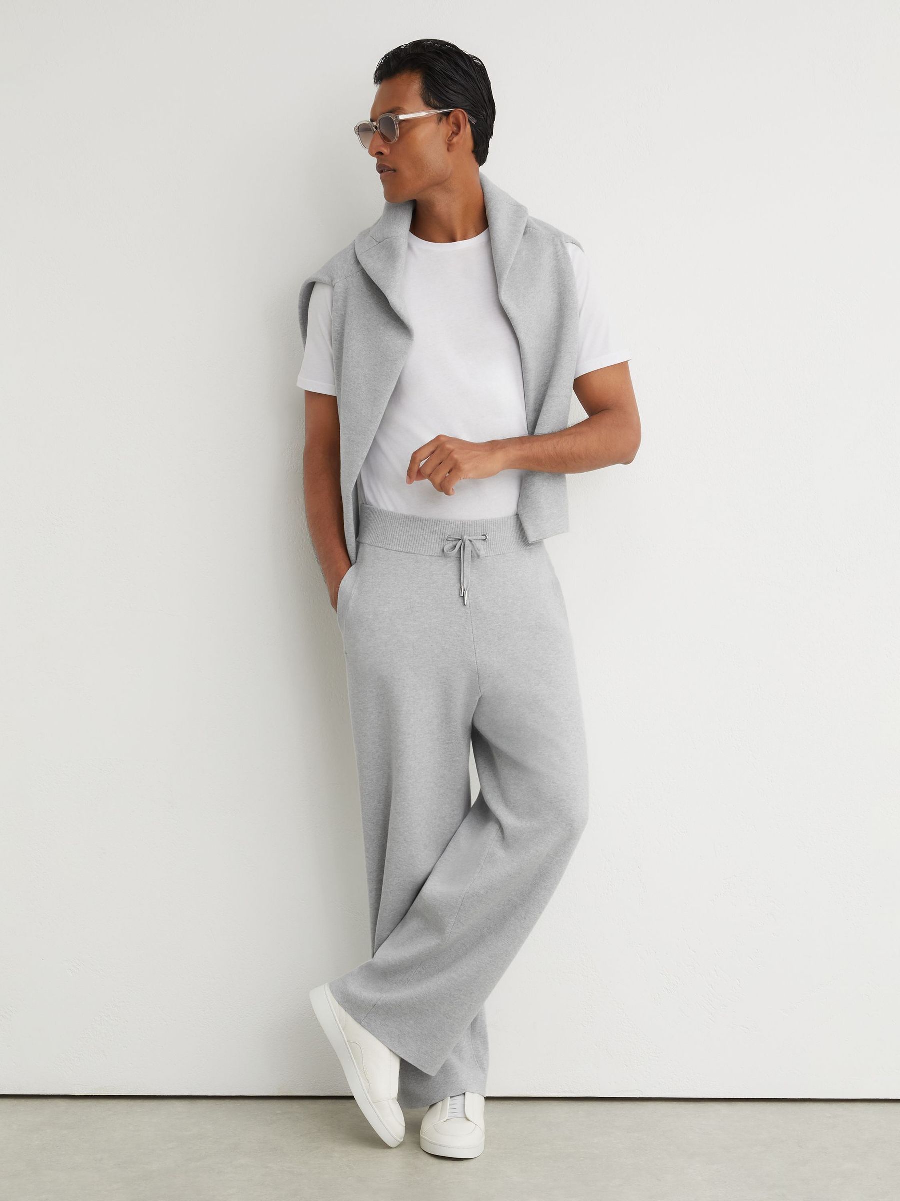 R-Flex Knitted Relaxed-Fit Joggers in Soft Grey - Image 1 of 9