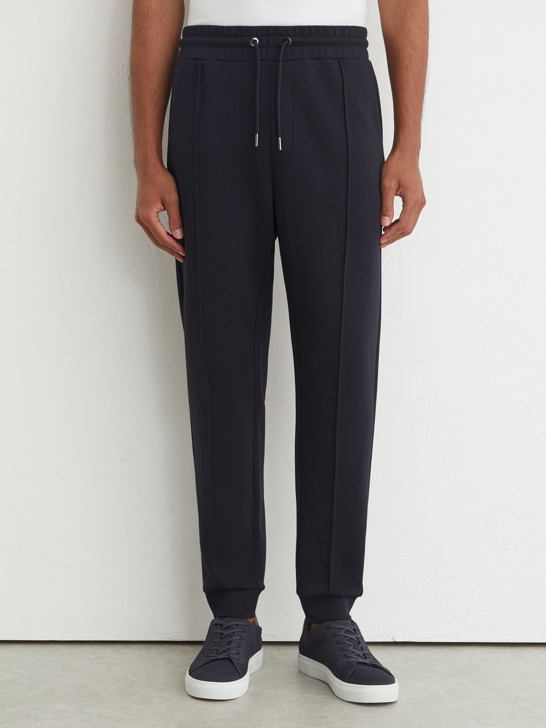 Premium Interlock Cuffed Joggers in Navy - Image 3 de 7
