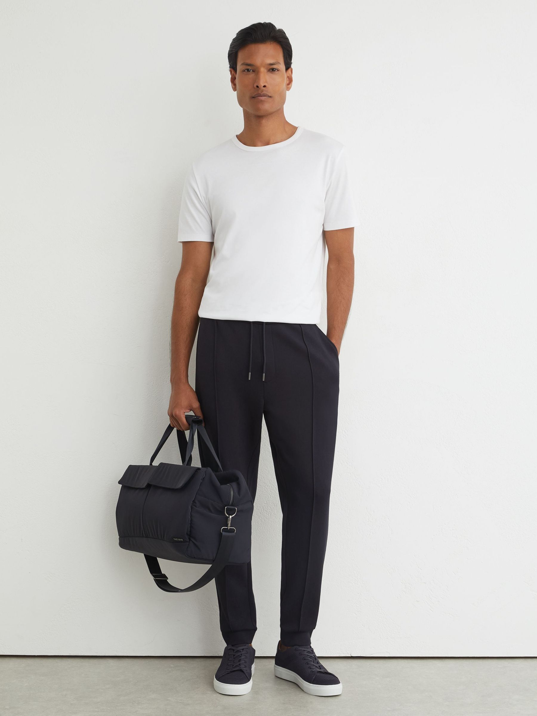 Premium Interlock Cuffed Joggers in Navy - Image 6 de 7