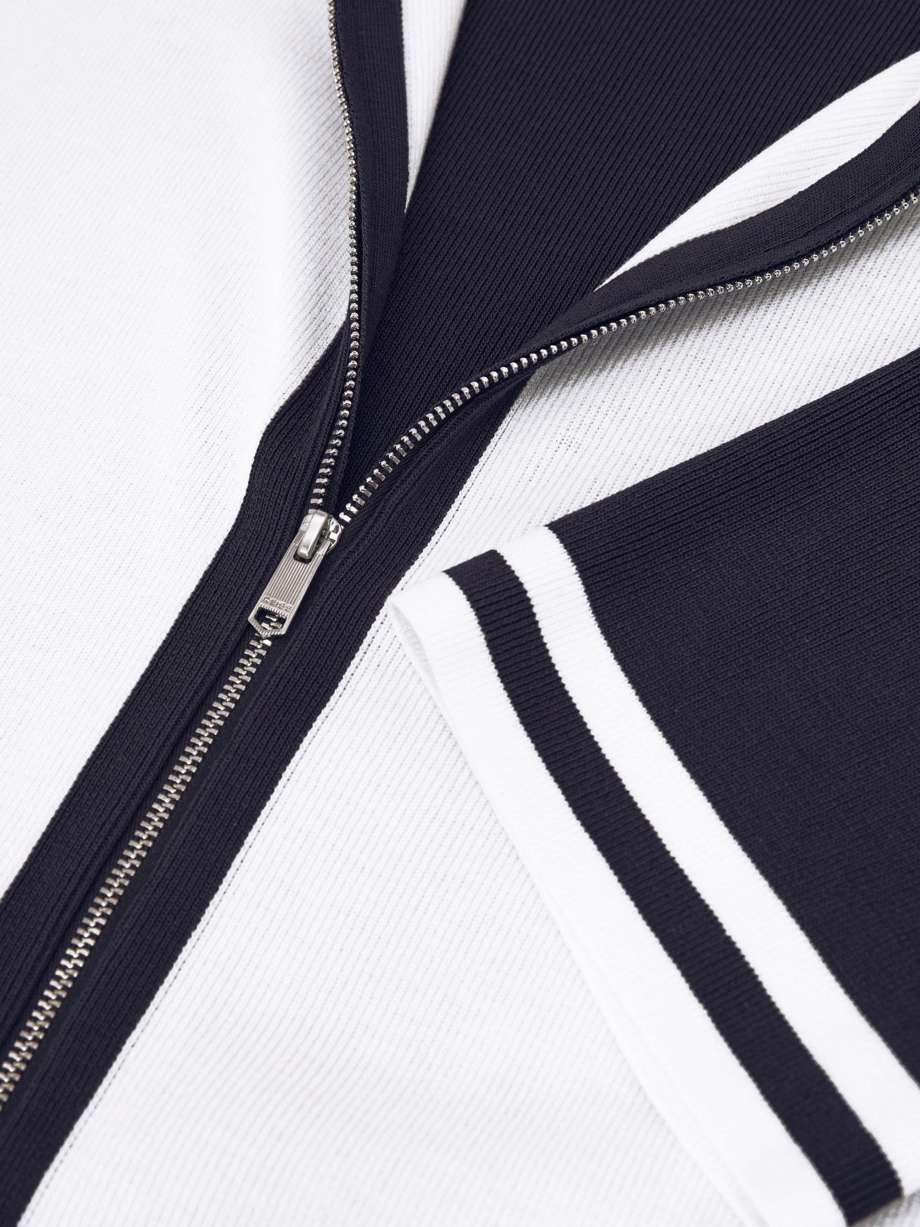 Colour-Block Zip-Through Knit Shirt in Optic White/Navy - Image 5 of 5