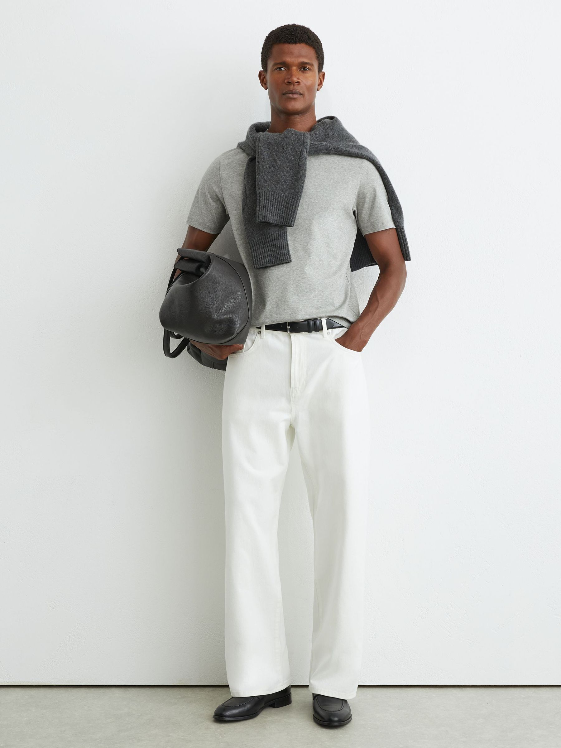 Air-Water Cotton Tailored-Fit T-Shirt in Grey Marl - صورة 3 من 7