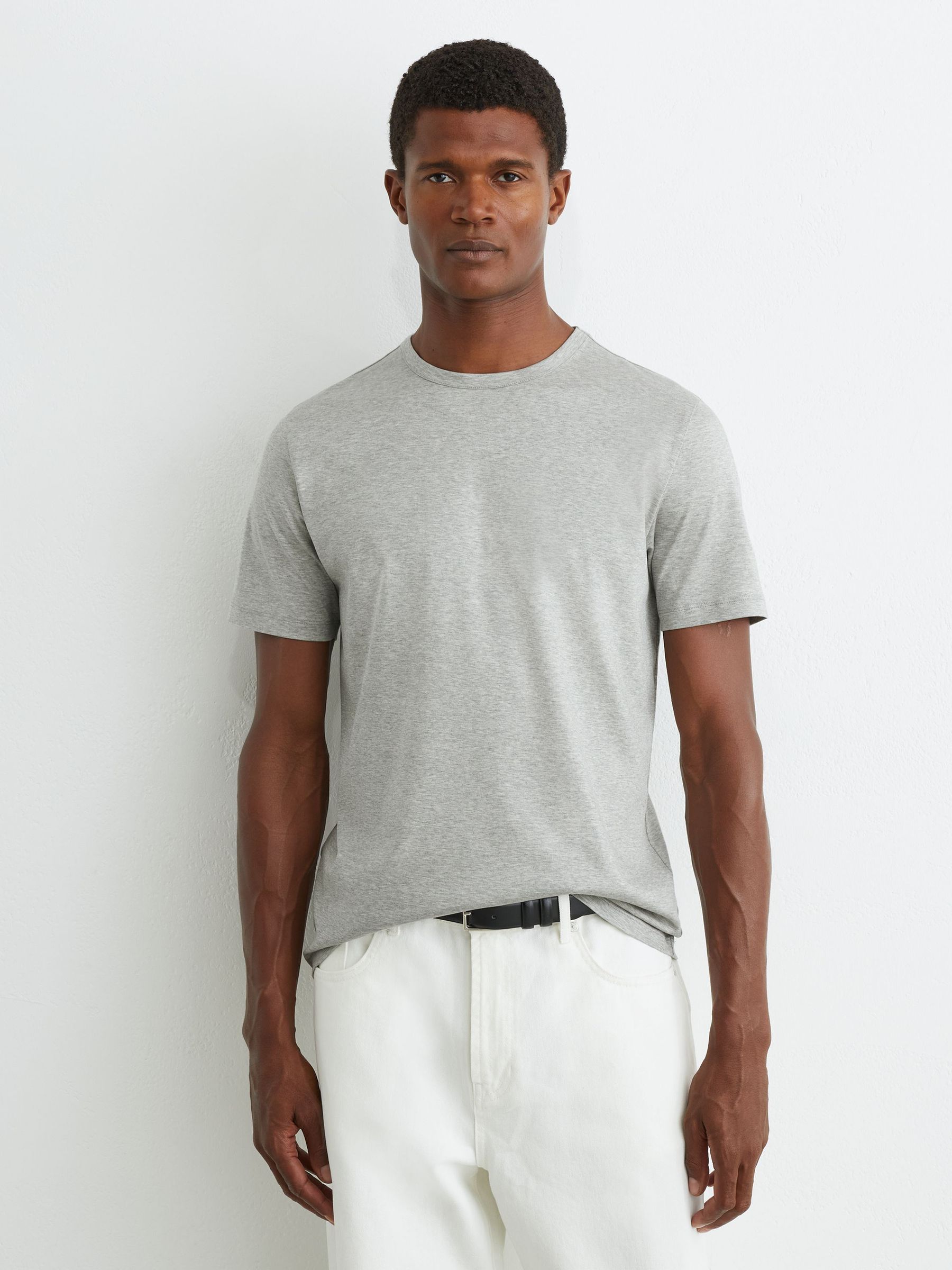 Air-Water Cotton Tailored-Fit T-Shirt in Grey Marl - صورة 4 من 7