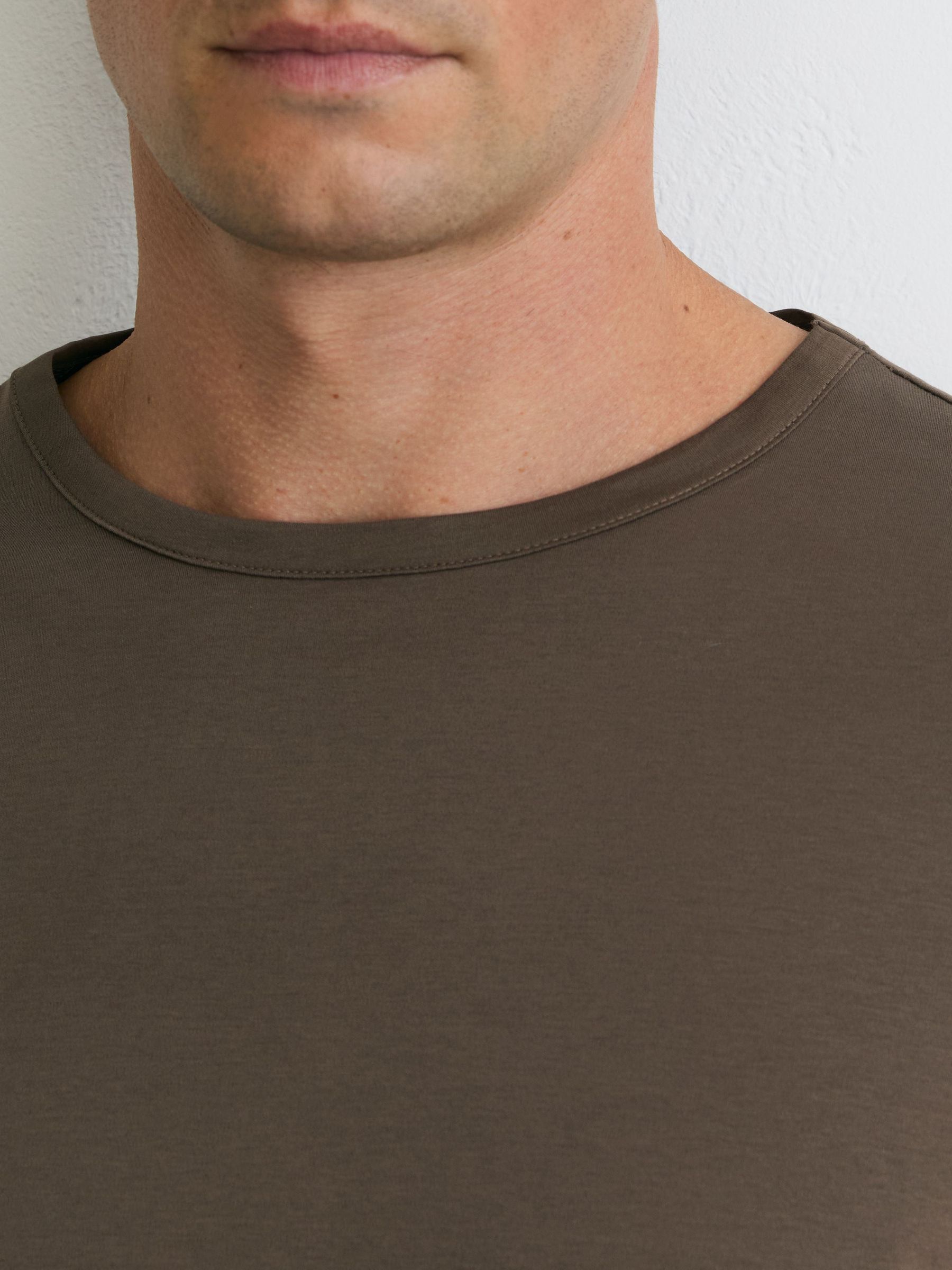 Air-Water Cotton Tailored-Fit T-Shirt in Taupe Brown - Image 3 of 6