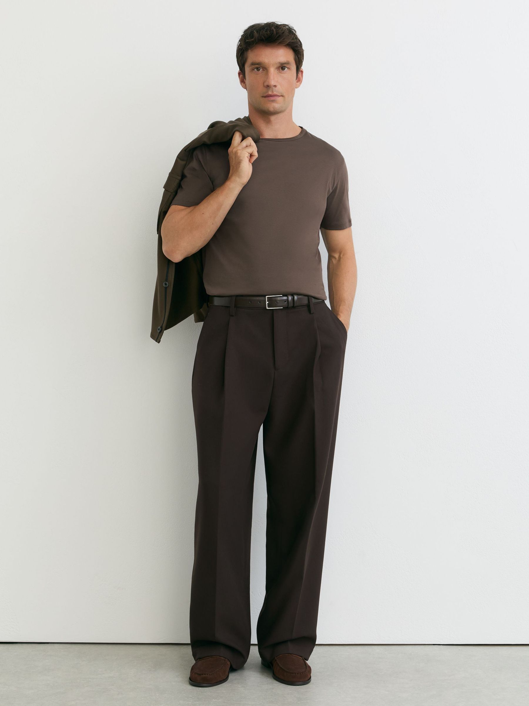 Air-Water Cotton Tailored-Fit T-Shirt in Taupe Brown - Image 4 of 6