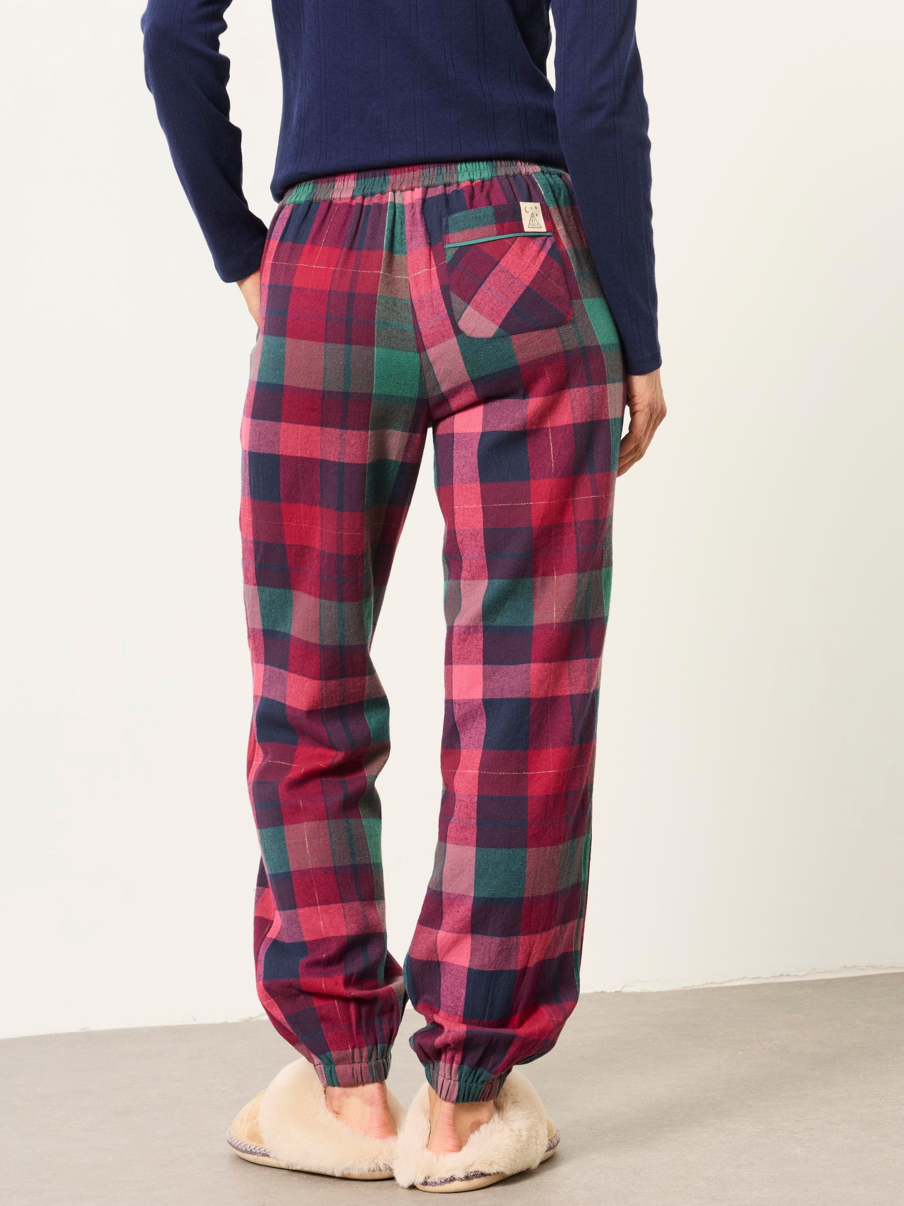 Harper Plum Purple Metallic Check Cuffed Pyjama Bottoms - Image 2 of 6 Harper Plum Purple Metallic Check Cuffed Pyjama Bottoms - Image 2 of 6