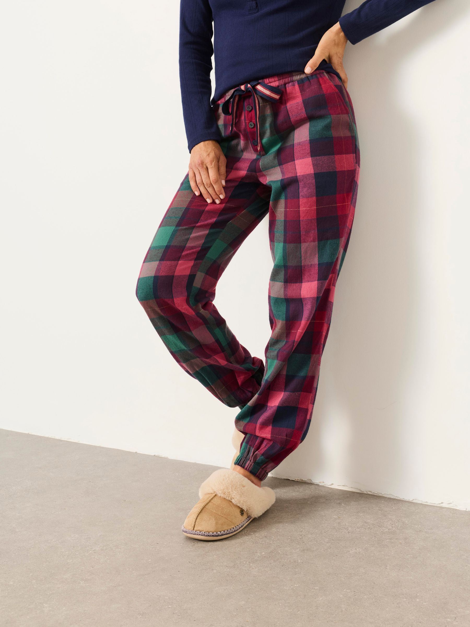Harper Plum Purple Metallic Check Cuffed Pyjama Bottoms - Image 5 of 6