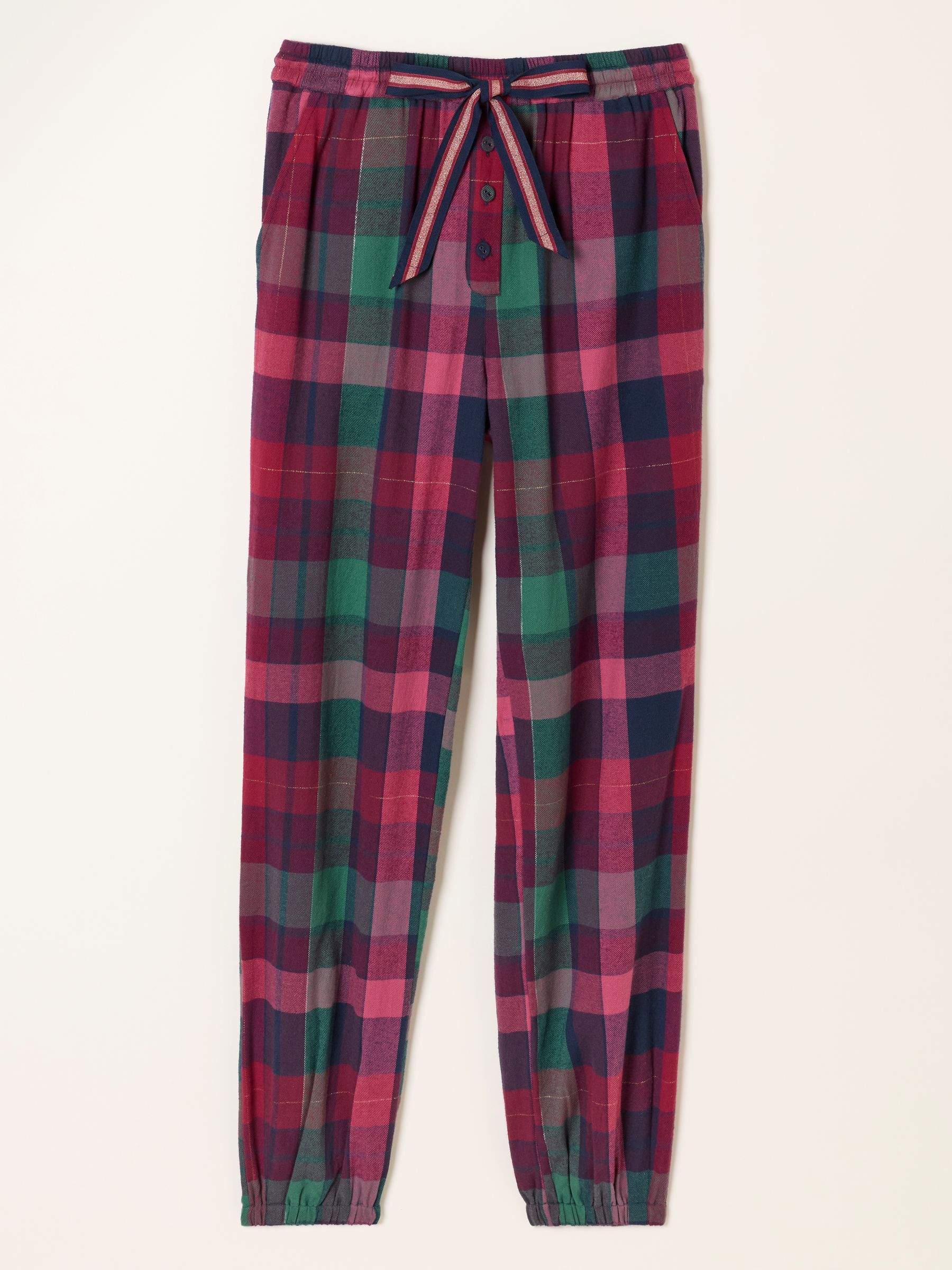 Harper Plum Purple Metallic Check Cuffed Pyjama Bottoms - Image 6 of 6 Harper Plum Purple Metallic Check Cuffed Pyjama Bottoms - Image 6 of 6