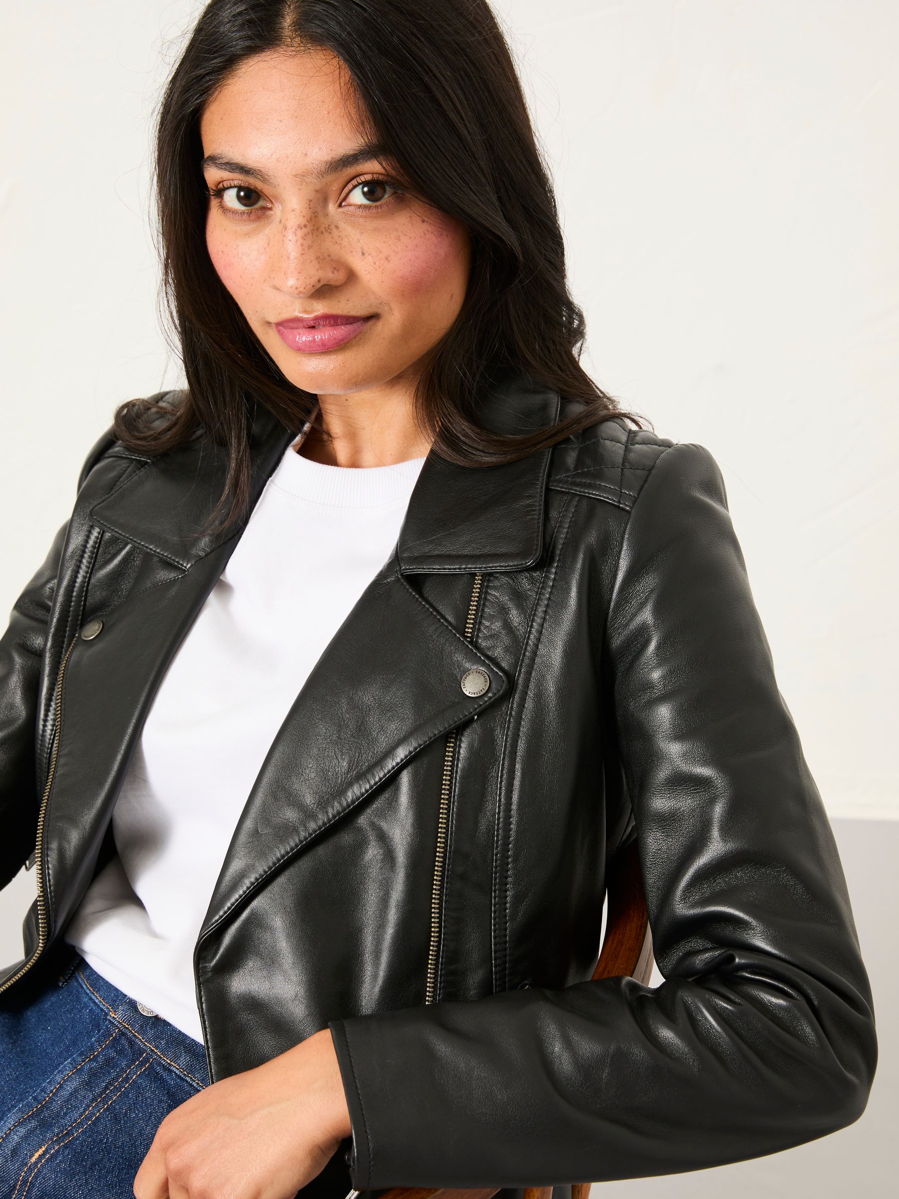 Bethany Black Petite Biker  Quilted Jacket - Image 4 of 5