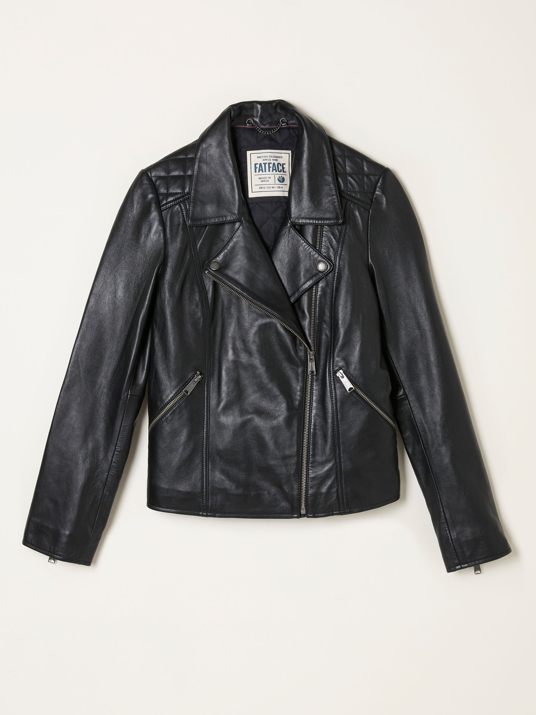 Bethany Black Petite Biker  Quilted Jacket - Image 5 of 5