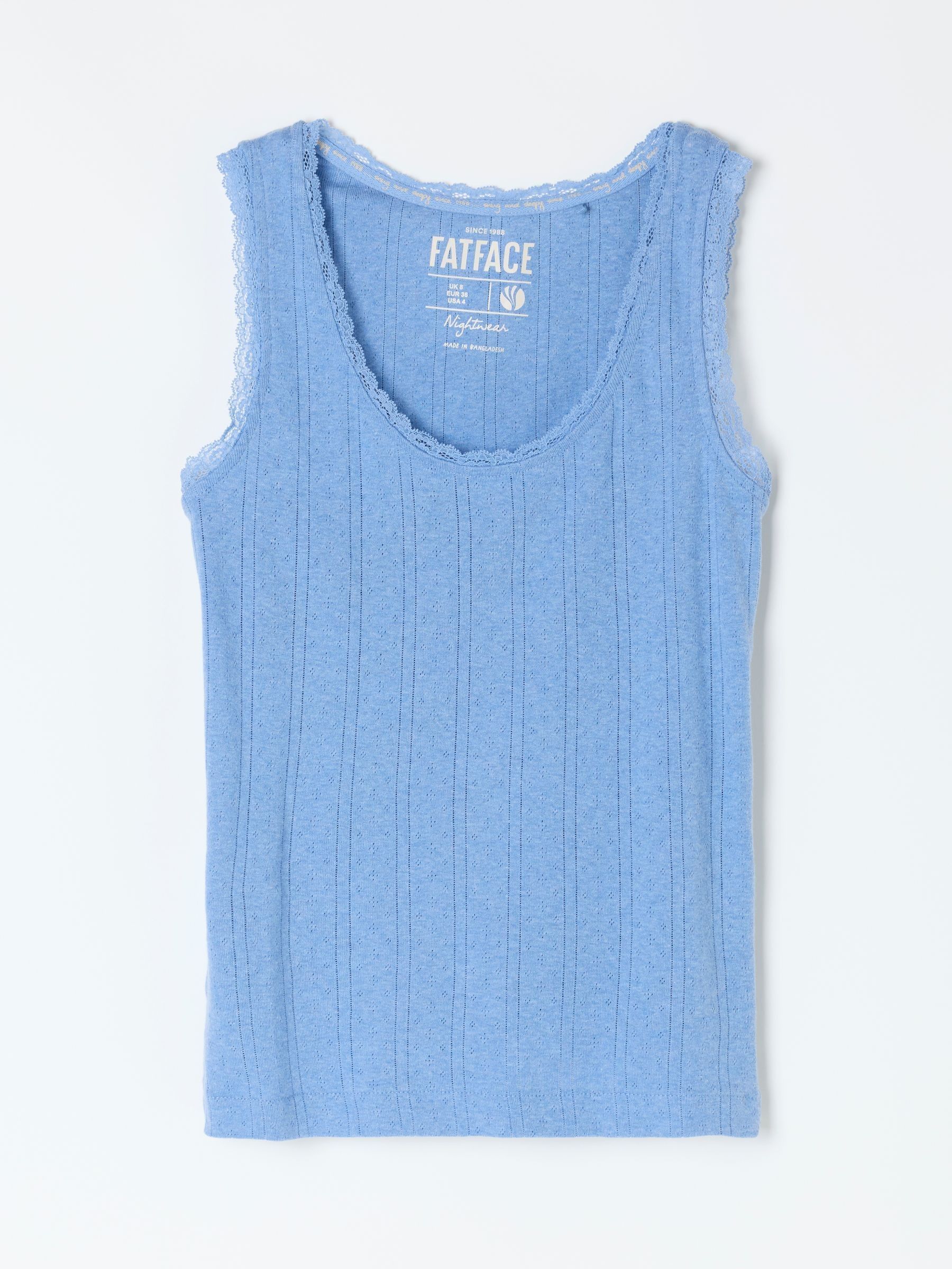 Olivia Pale Blue Pointelle Lace Trim Vest - Image 6 of 6 Olivia Pale Blue Pointelle Lace Trim Vest - Image 6 of 6
