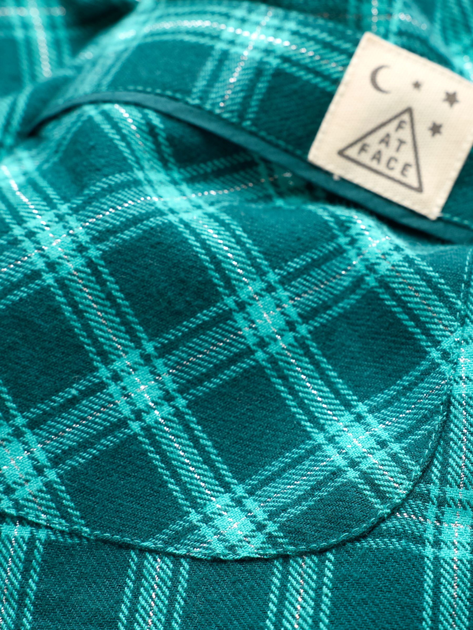 Lola Teal Blue Sparkle Gingham Wide Leg Pyjama Bottoms - Image 7 of 7
