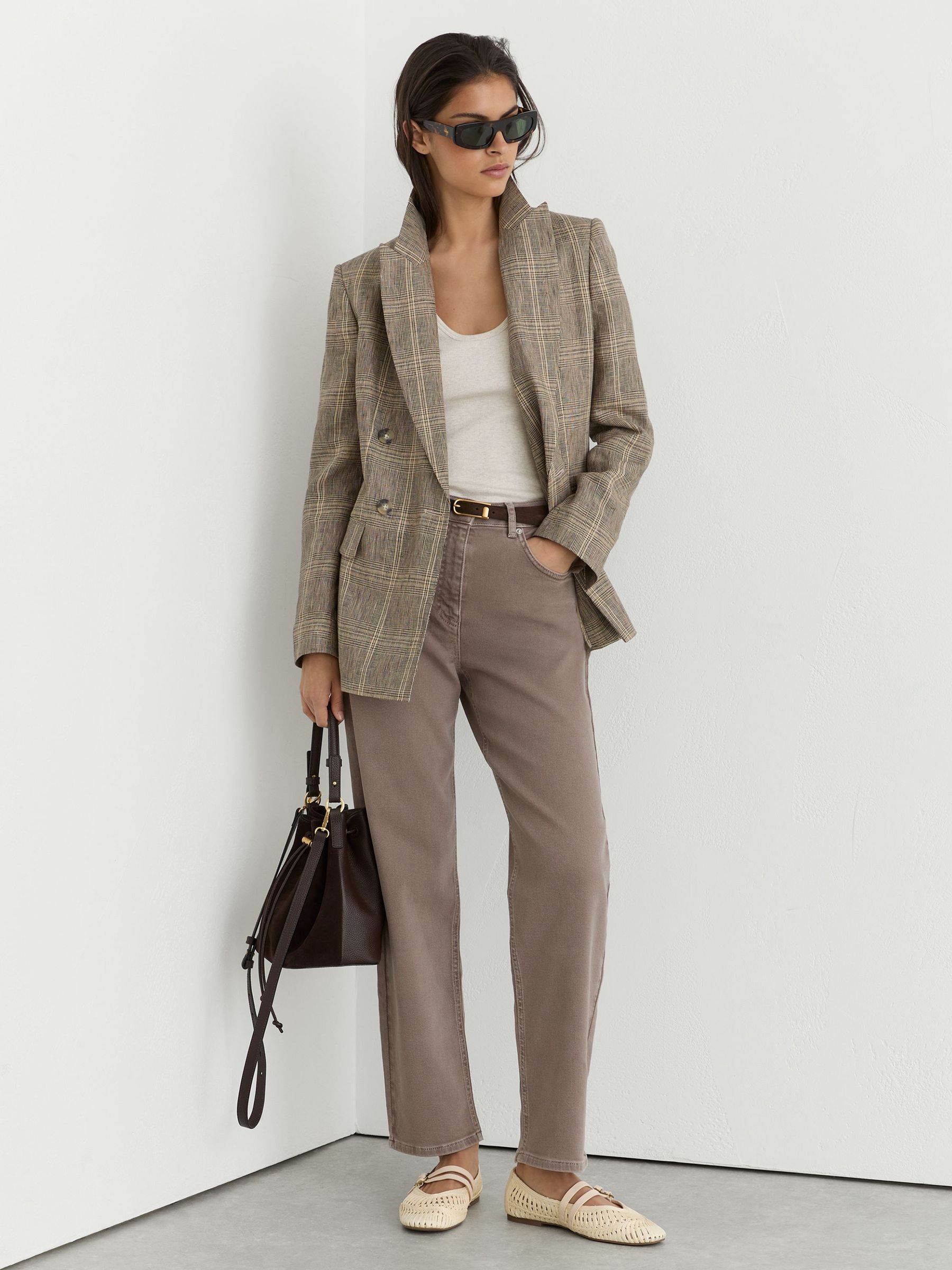 Mid-Rise Straight-Leg Jeans in Mauve Neutral - Image 1 of 7