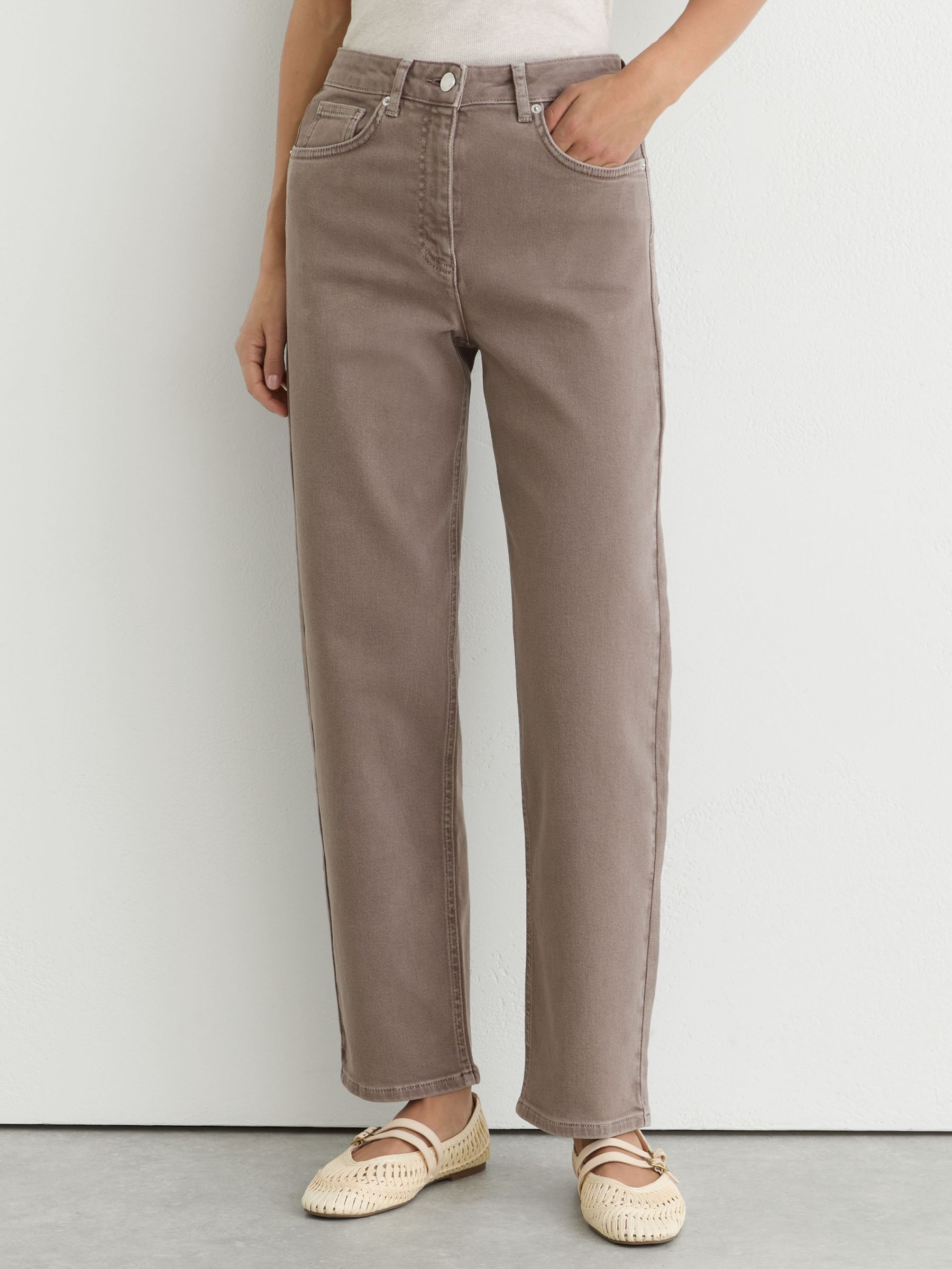 Mid-Rise Straight-Leg Jeans in Mauve Neutral - Image 4 of 7