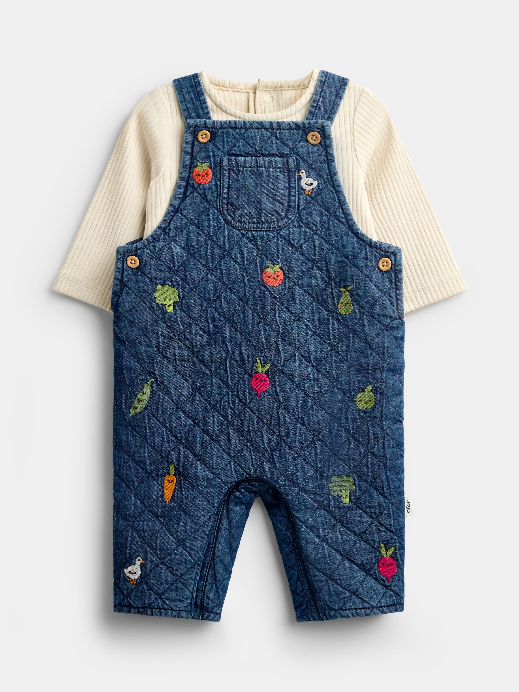 Denim Vegetable Embroidered Quilted Dungaree Set - Image 2 of 7