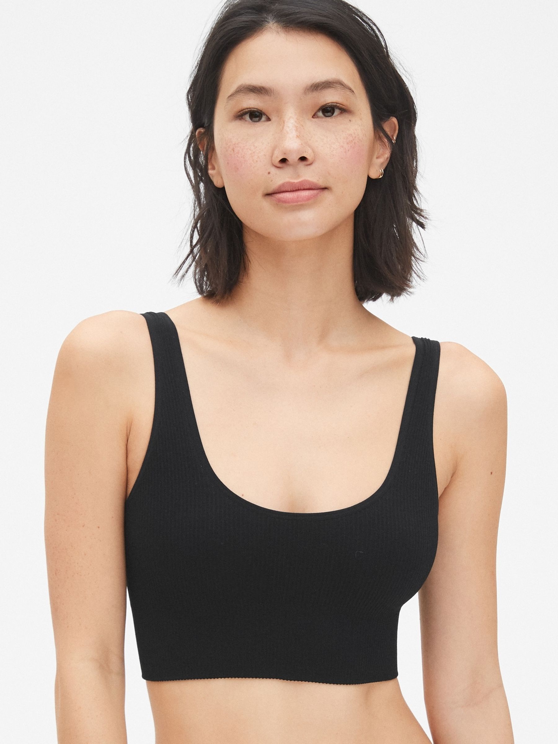 Black Seamless Rib Bralette - Image 1 of 4 Black Seamless Rib Bralette - Image 1 of 4