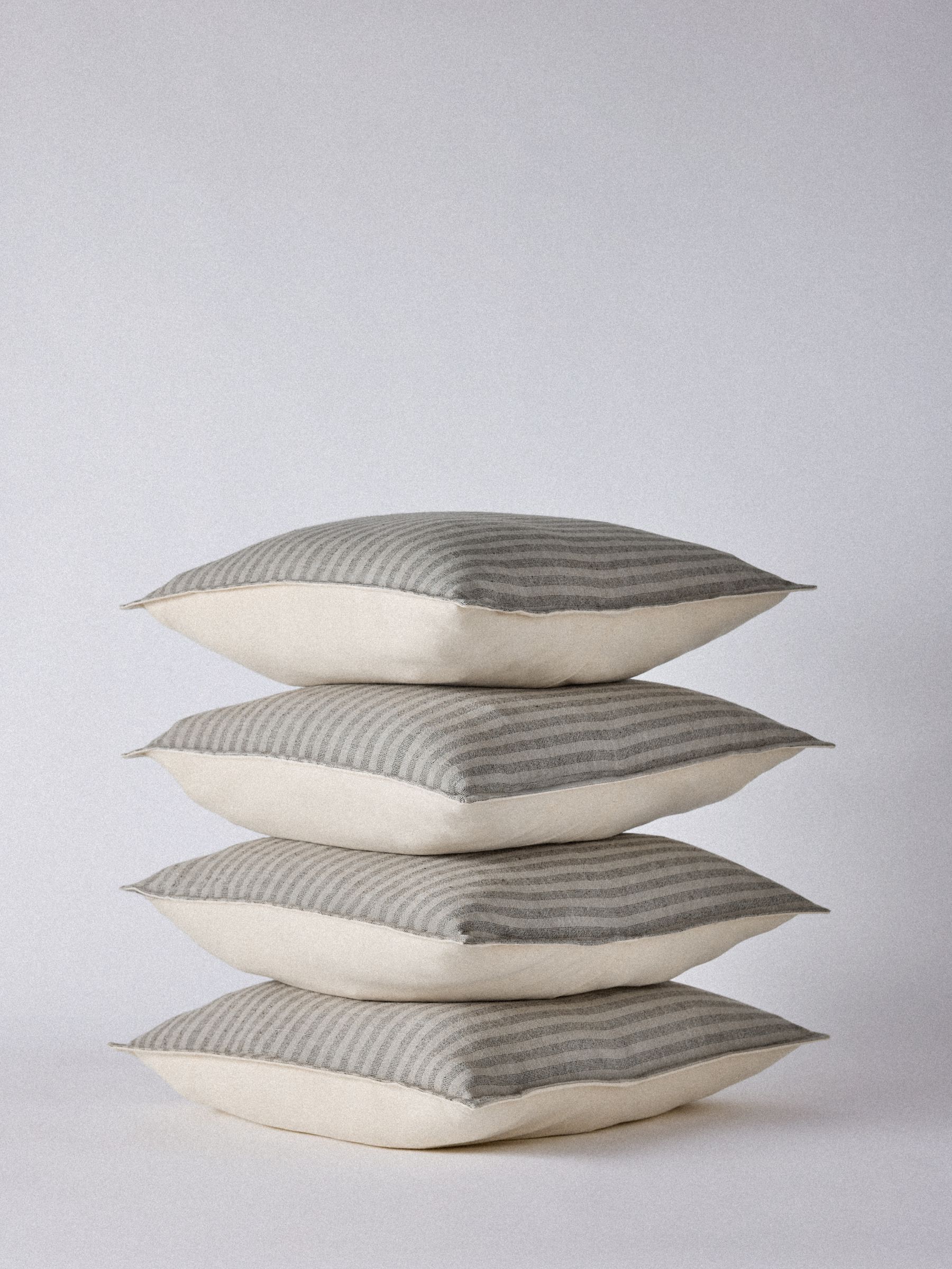 The Set 4 Pack Green Woven Stripe Cotton Cushion Covers - Image 2 of 3