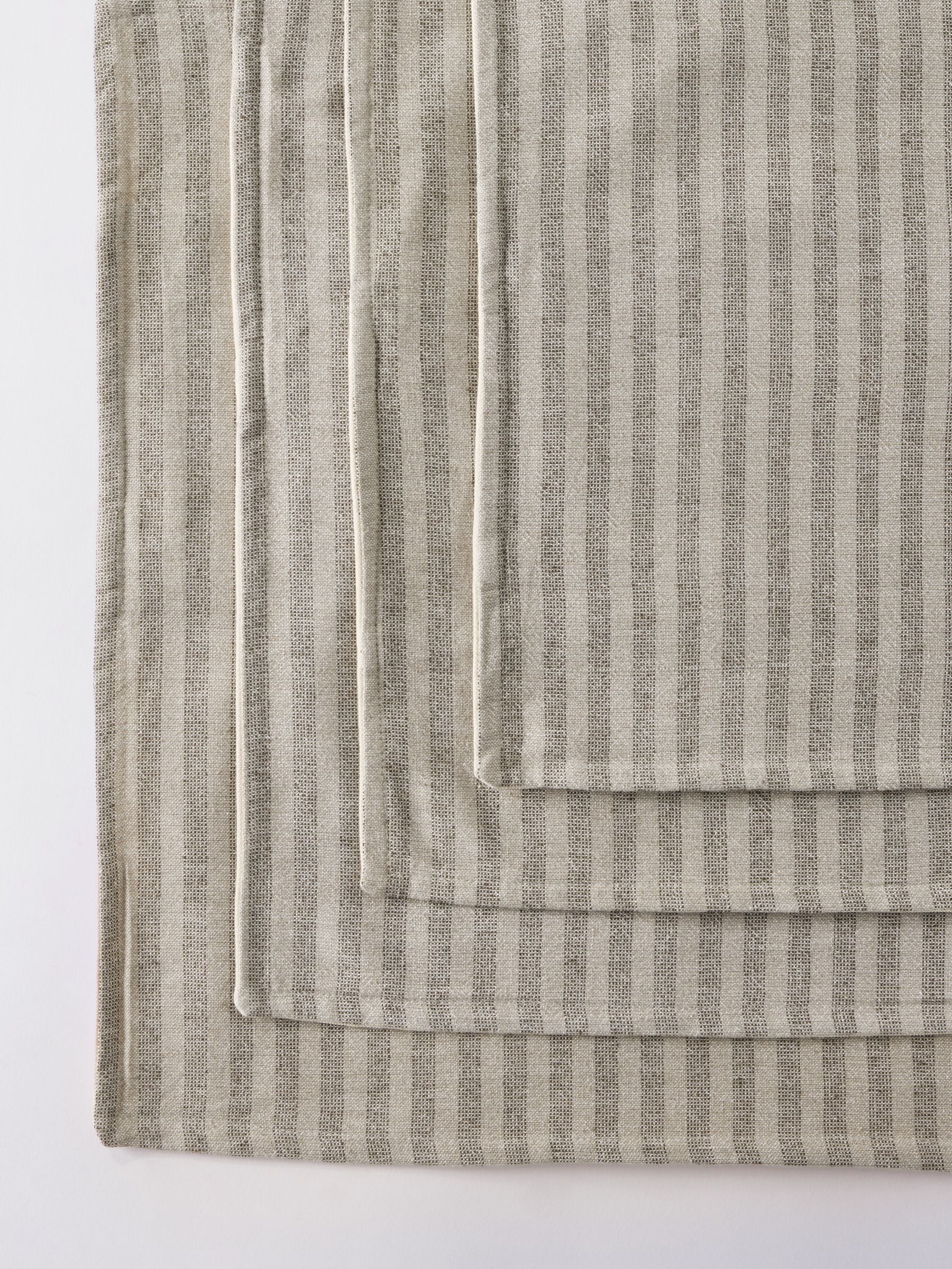 The Set 4 Pack Green Woven Stripe Cotton Cushion Covers - Image 3 of 3