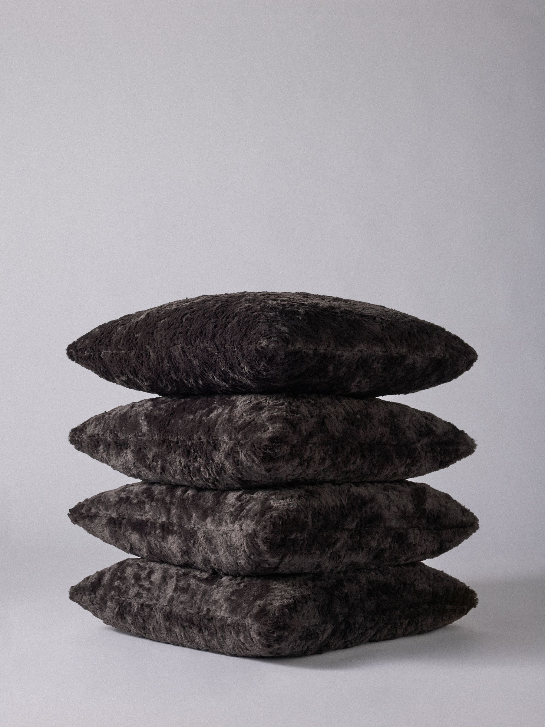 The Set 4 Pack Chocolate Brown 59x59 Faux Fur Cushion Covers - Image 1 of 2 The Set 4 Pack Chocolate Brown 59x59 Faux Fur Cushion Covers - Image 1 of 2
